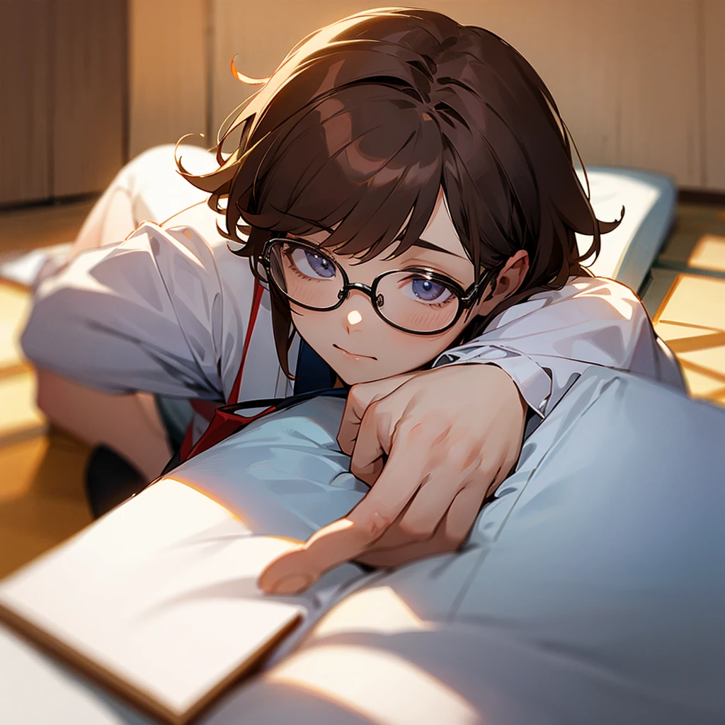 male、Listless、student、Brown Hair、Glasses