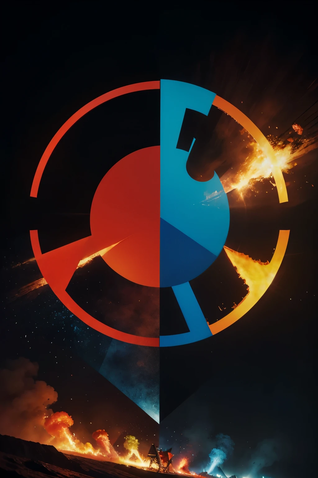  The image presents a vibrant, 3D animated logo for a company named Movie Holl. The logo is composed of a large, fiery explosion in the center, which is the focal point of the image. The explosion is encased within a circular boundary, creating a sense of containment. \n\nThe logo is rendered in a striking combination of blues and reds, with the blue elements standing out against the red. The word \"Movie Holl\" is prominently displayed in the center of the logo, written in a bold, sans-serif font. \n\nThe background of the image is a gradient of blues and reds, which complements the colors of the logo and adds depth to the overall design. The logo's position in the center of the image draws the viewer's attention immediately to it, emphasizing its importance.\n\nThe design of the logo is modern and dynamic, with sharp angles