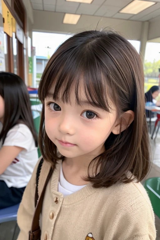 Caucasian、female、Brown Hair、kindergarten
