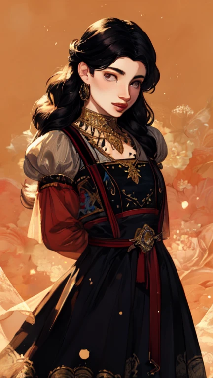 A beautiful princess in a vintage baroque-style dress, detailed facial features, long eyelashes, full lips, high-quality 8k, cinematic lighting, warm color palette, intricate lace and embroidery details on the dress, flowing fabric, elegant pose, romantic background, masterpiece, photorealistic