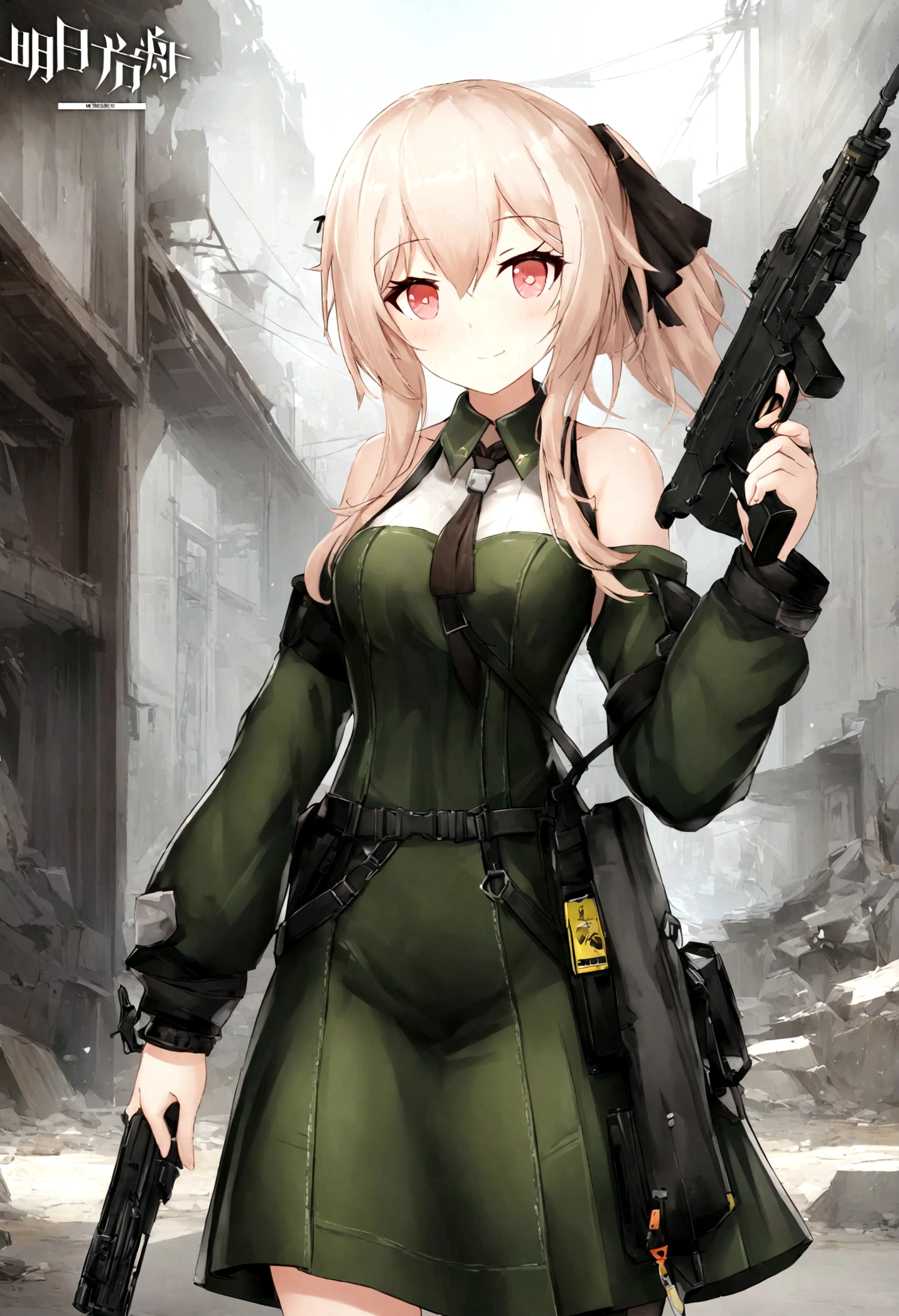 Woman in dress holding a gun, from Arknights, from Girls&#39; Frontline, Girls&#39; Frontline style, Fine details. Girls&#39; Frontline, Girls&#39; Frontline universe, Girls&#39; Frontline cg, Girls&#39; Frontline, Kantai Collection Style, Gweitz, Arknights, Epic light novel art cover, Female protagonist 👀 :8, m4 sopmod ii Girls&#39; Frontline