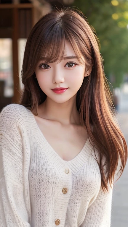 highest quality、8k wallpaper、Reality:1.4、Photographed by a professional photographer、Cinema Lighting、View your viewers、background:Beautiful lake、1 beautiful girl、Japanese Idol、23 years old、Beautifully detailed eyes、Detailed face、Beautiful Skin、Slender、Slim waist、Thin legs、Red lipstick、Bun Hair:1.8、Random hair color、Light Hair、The light is shining on her hair、Asymmetrical bangs、Large knit sweater、 in light colors、I can see your chest 、smile:1.4、Seductive pose