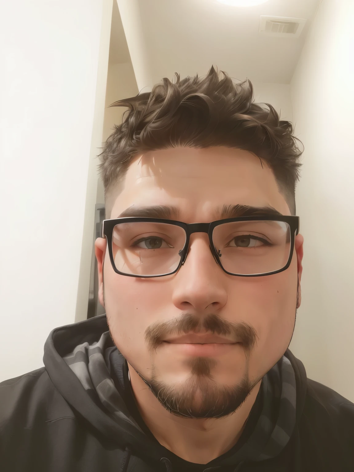 there is a man with glasses and a hoodie posing for a picture, with nerdy glasses and goatee, with a small beard, with no beard, with glasses and goatee, heavy eyes to the side, without beard and mustache, without mustache, 2 7 years old, 2 8 years old, without beard, with nerdy! glasses! and goatee