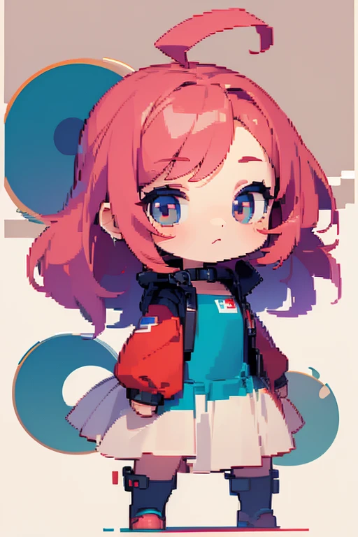 masterpiece , top quality , best quality , chibi character , pixel art , girl , full body ,