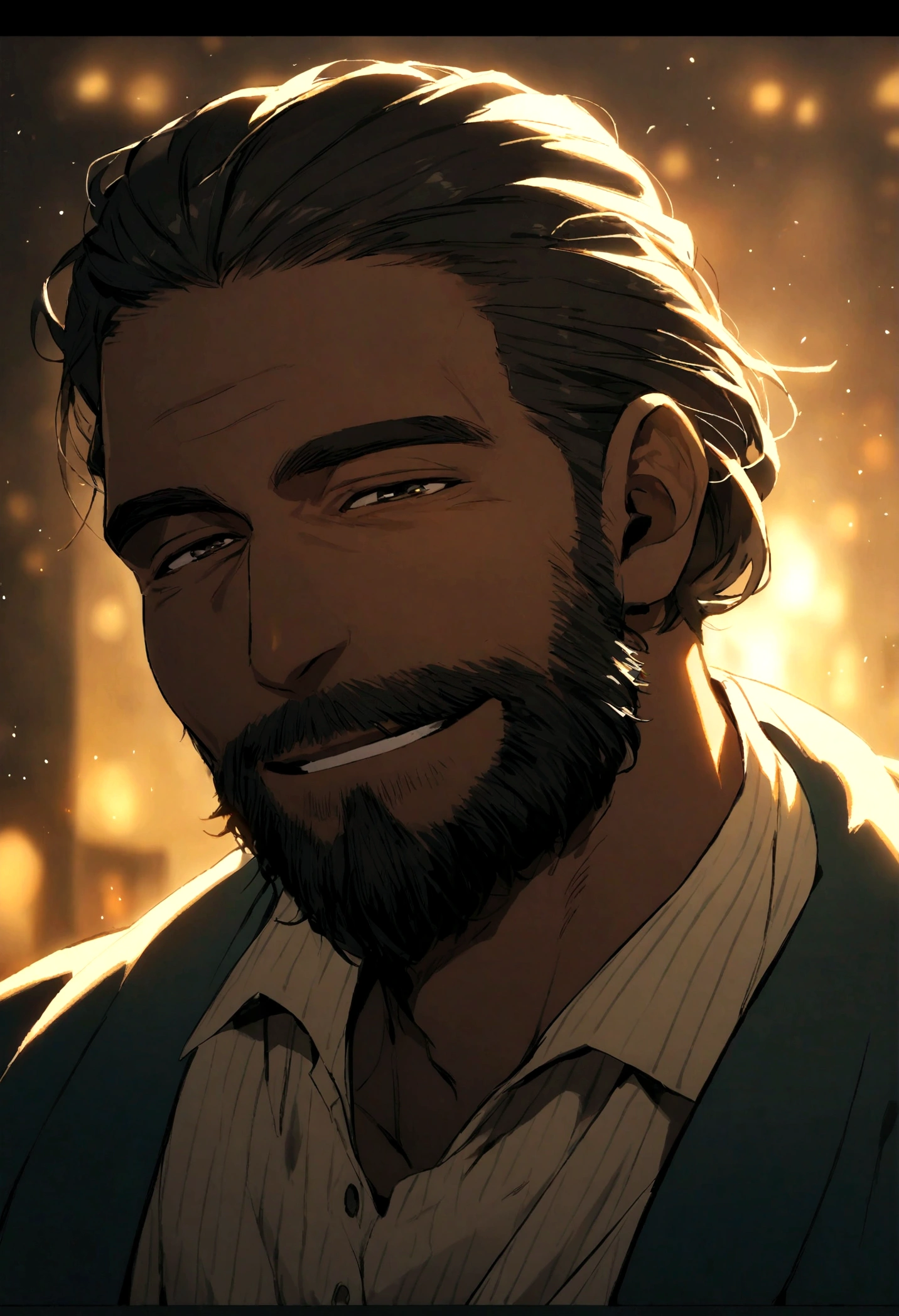 
black man with beard smiling