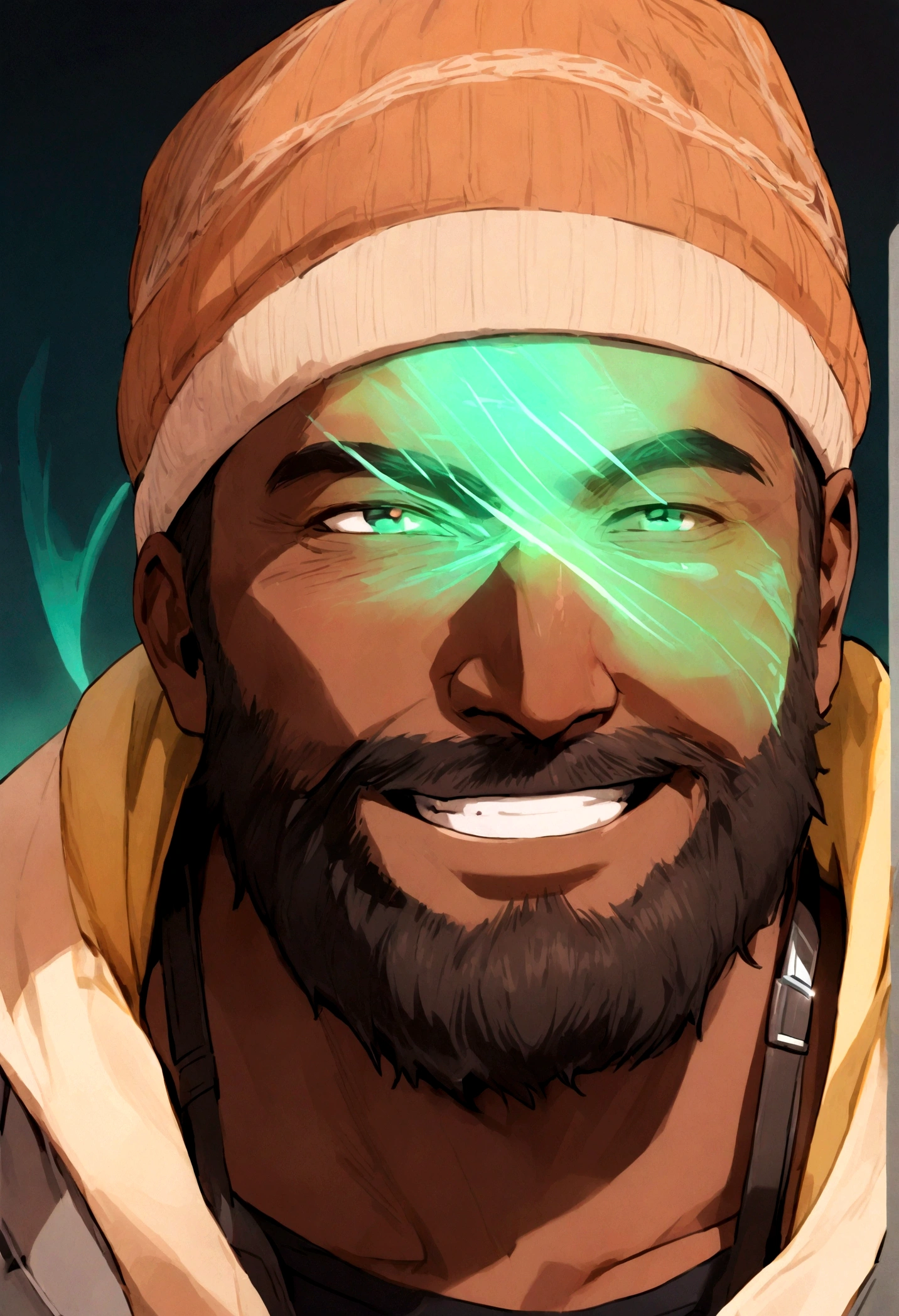 black man with beard smiling