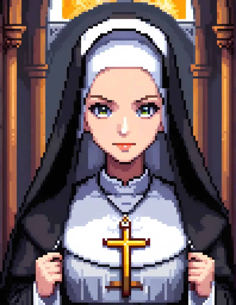 (masterpiece, top quality, best quality), pixel,pixel art,nun,fullbody