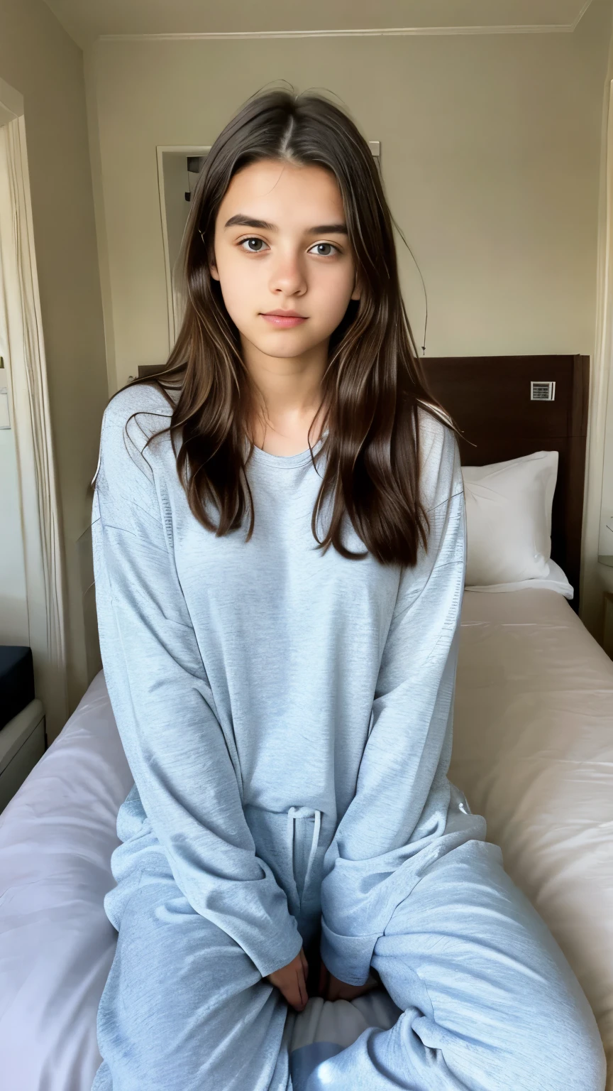 17 year old girl, in pajamas in his room 