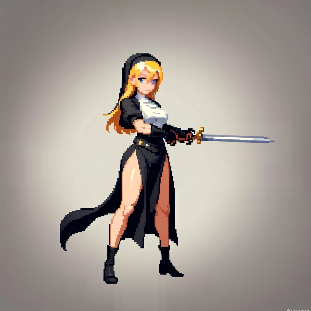 (masterpiece, top quality, best quality), pixel,pixel art,A nun,sword,swordmaiden,fullbody