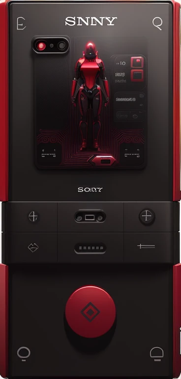 a cell phone, dark red, SONY style, KeyShot rendering, 