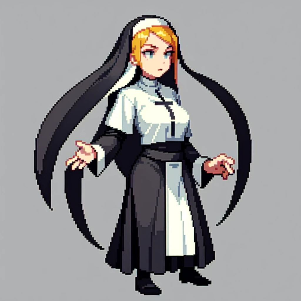 (masterpiece, top quality, best quality), pixel,pixel art,A nun,church,fullbody