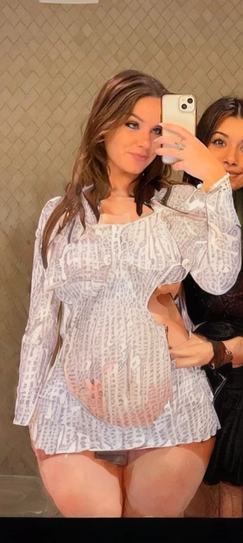 there are two women taking a selfie in the bathroom mirror, see through dress, see through, see - through, revealing clothes, translucent dress, wearing a wet white short dress, opened dress, revealing stylish dress, fishnet clothes, sexy dress, her belly button is exposed, close up half body shot, gorgeous lady, revealing outfit, tight attire, looking hot, mirror selfie, beautiful girl, big ass, huge ass, bbw, from behind, thick, thick thighs, wide hips, bbw, big , sideboob, giant ass, back view, big butt, round butt, tight underwear, underwear halfway off, underwear taking off, grabbing ass, ass spilling over underwear, too thick for clothes, no clothes