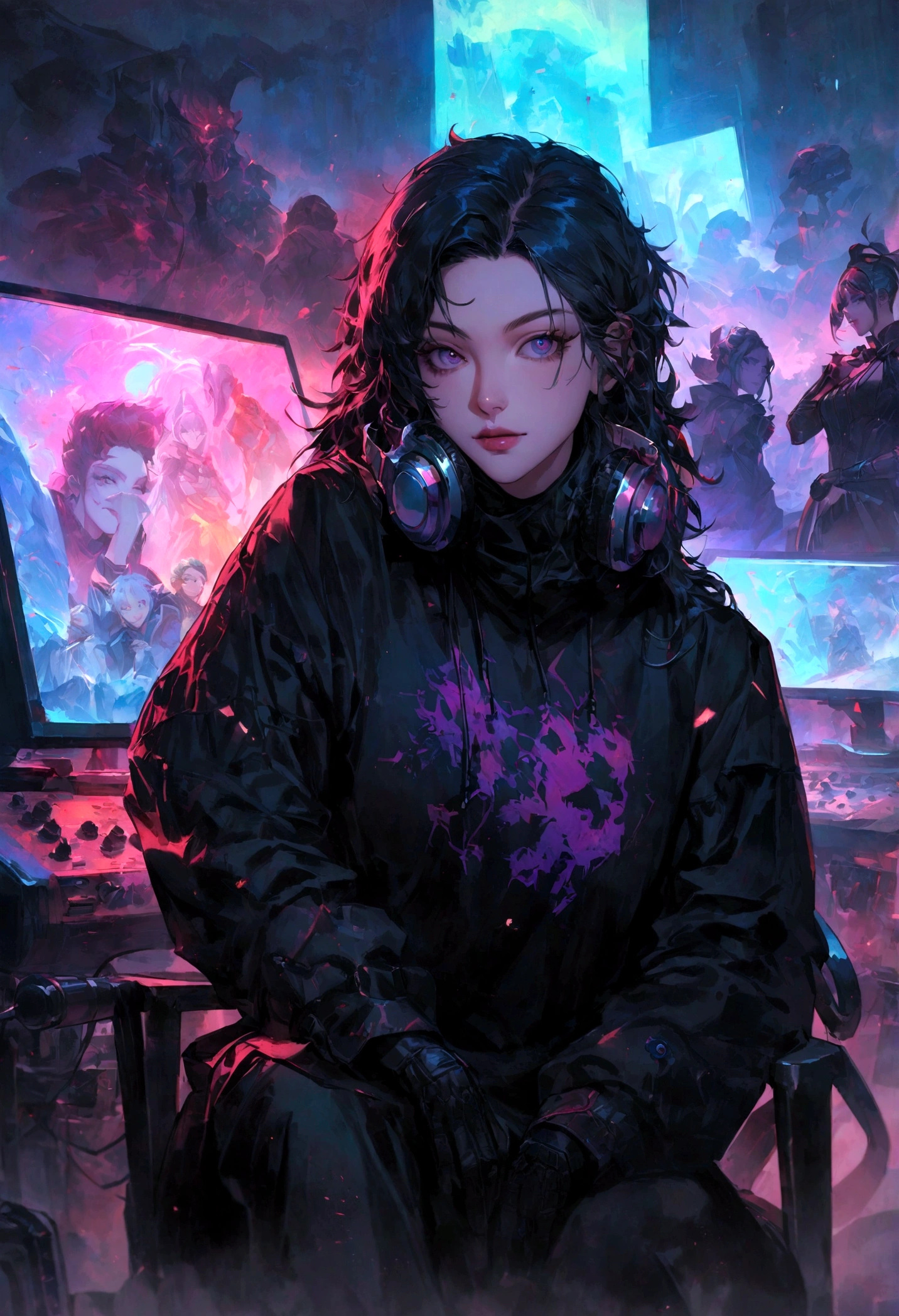 Araf woman sitting in front of mixer with mixer, Alena Aenami (alena aenami) and artgerm, Sisway, alena aenami and android jones, Artgerm Julie Bell Beeple, girl in studio, Rostland 8K, author：Brandon Woelfel, Headquarters Artwork, Just a joke, Cyberpunk style