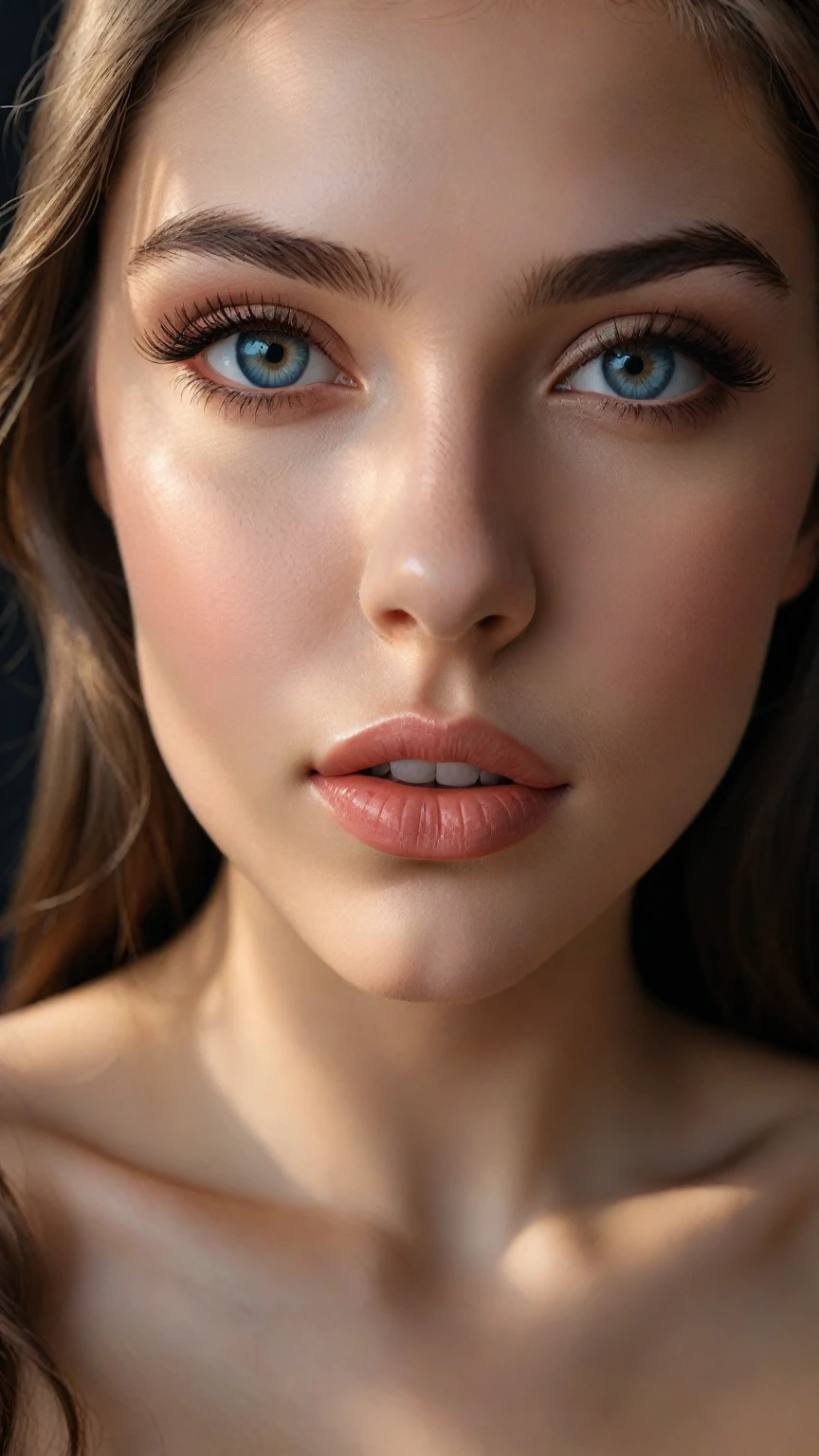 a young teen girl, detailed eyes, detailed lips, long eyelashes, beautiful face, sensual expression, naked body, exposed anus, extremely detailed, high quality, photorealistic, masterpiece, 8k, hyperrealistic, vivid colors, dramatic lighting, cinematic composition