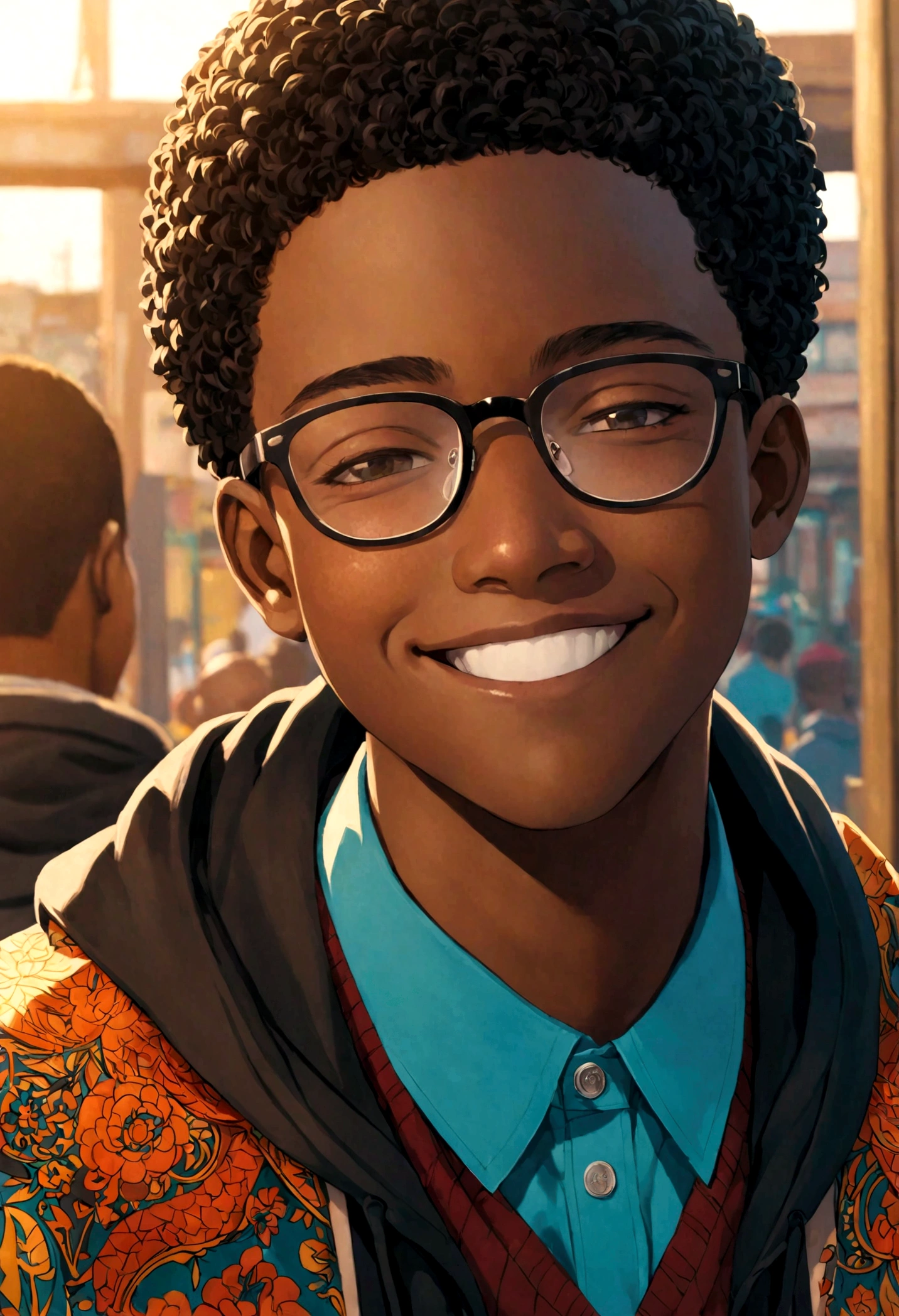 black boy with glasses smiling
