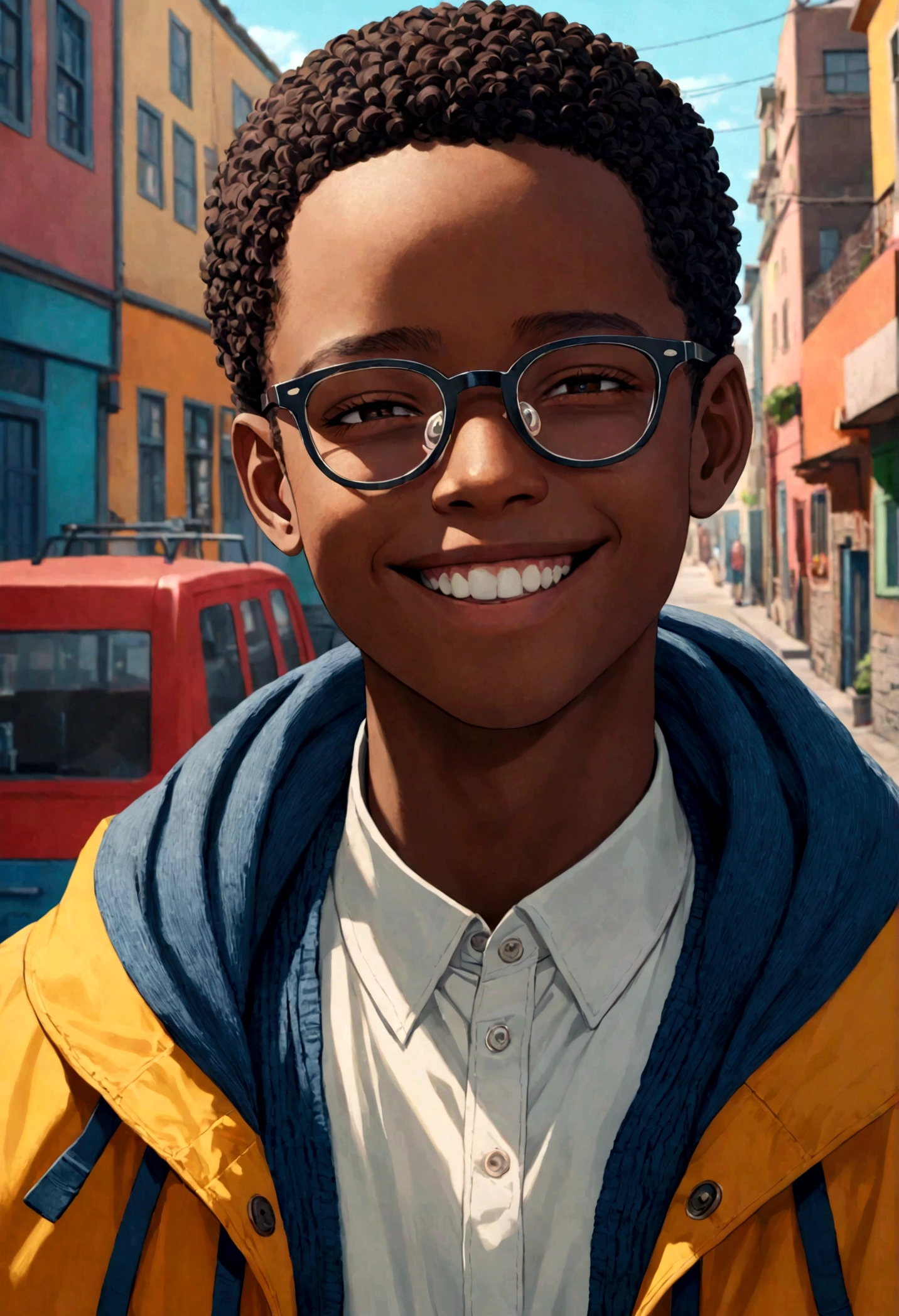 
black boy with glasses smiling
