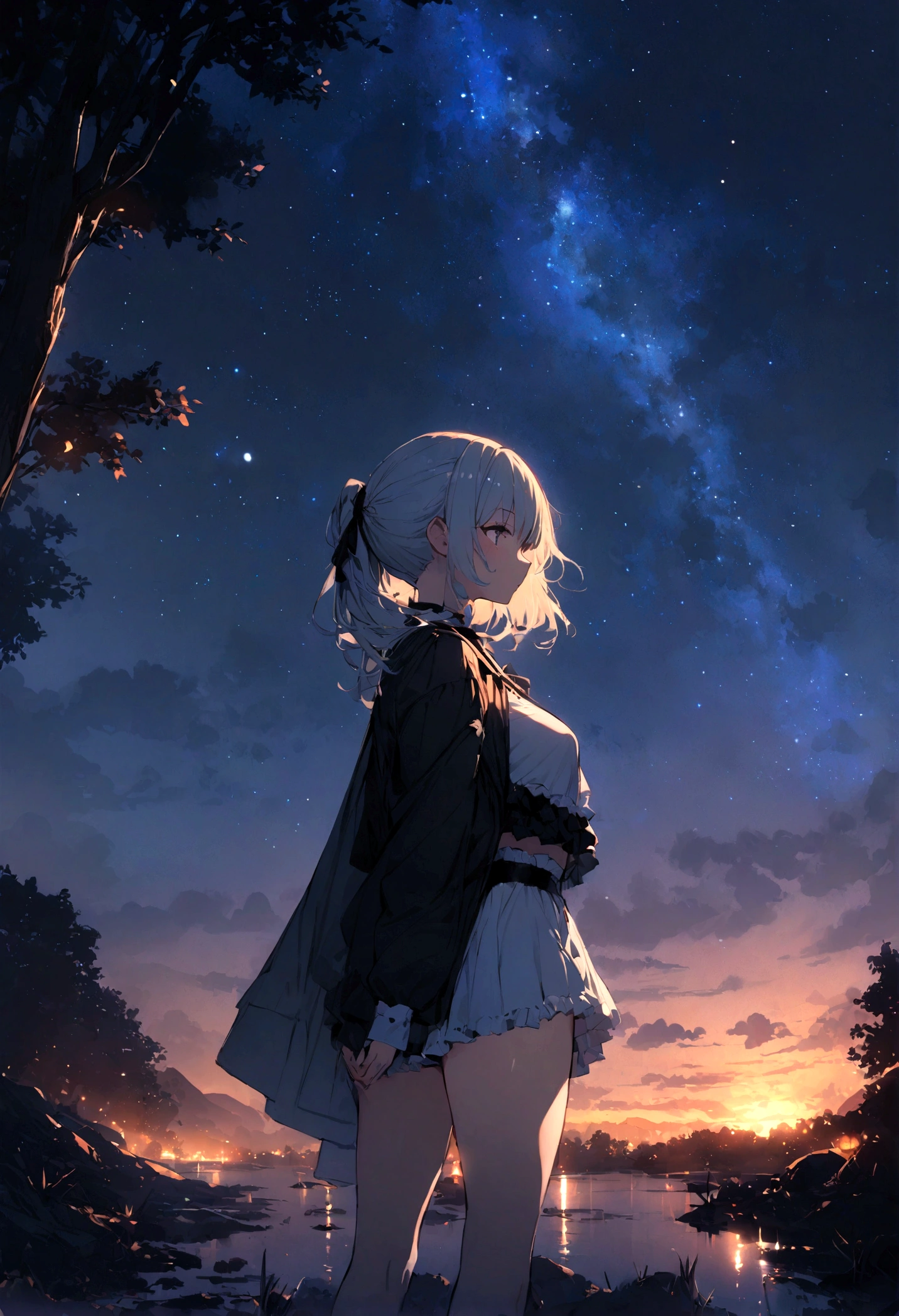 highest quality、masterpiece、Spectacular views、night、One Girl（Far away）、In nature