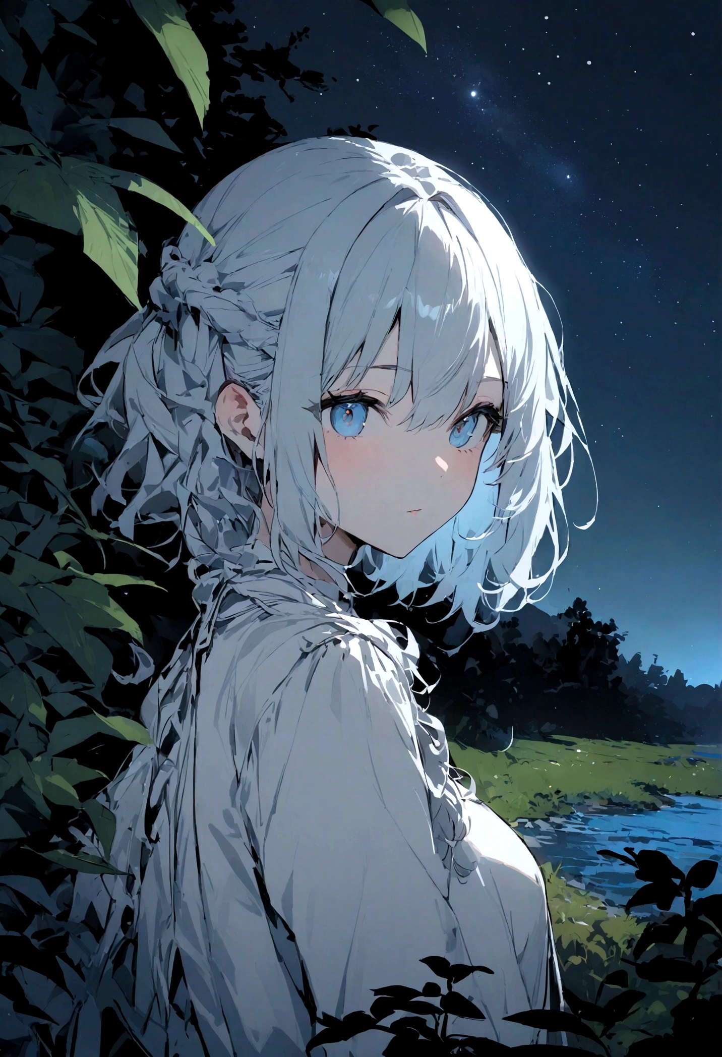 highest quality、masterpiece、Spectacular views、night、One Girl(Far away)、In nature