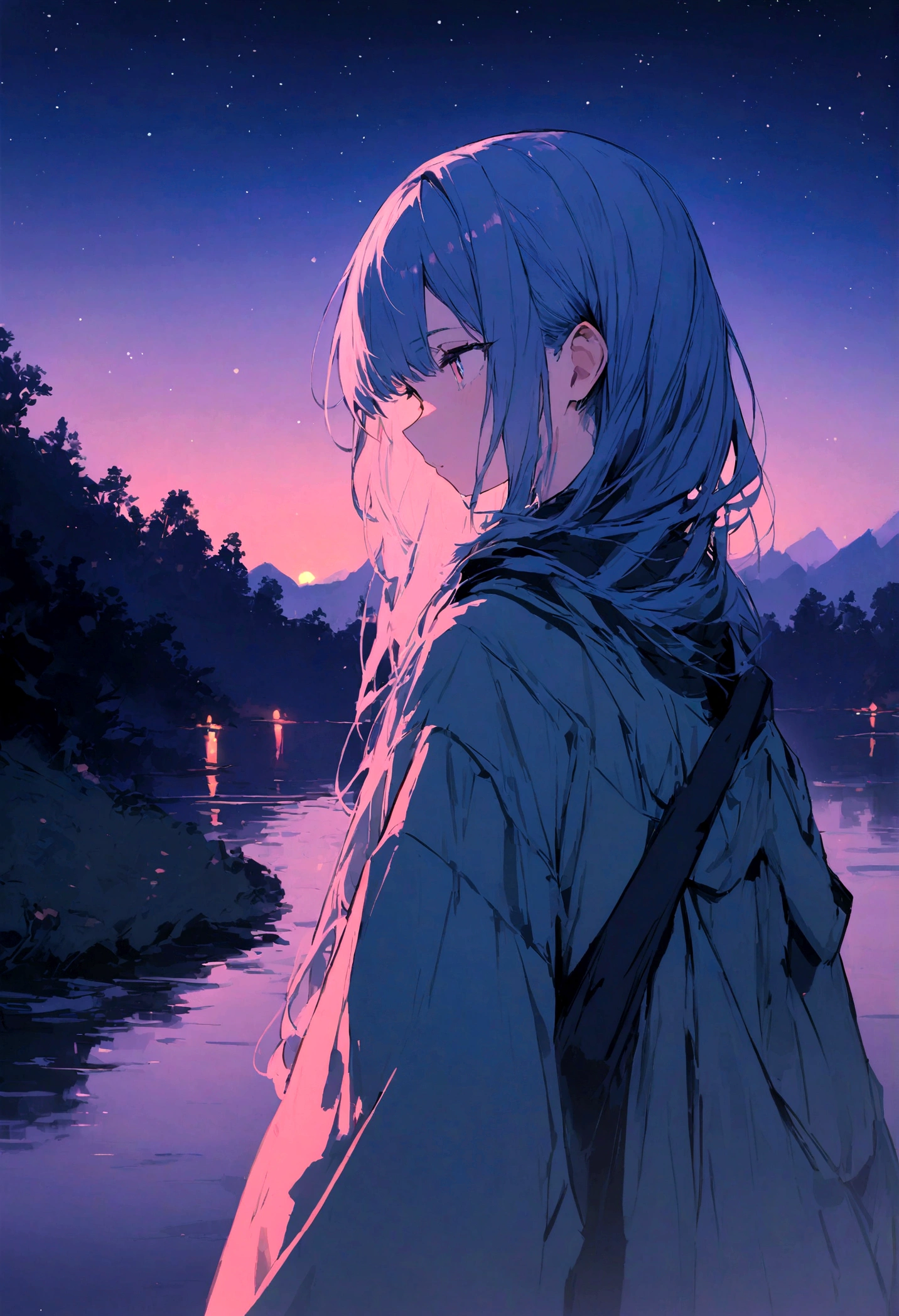 highest quality、masterpiece、Spectacular views、night、One Girl(Far away)、In nature