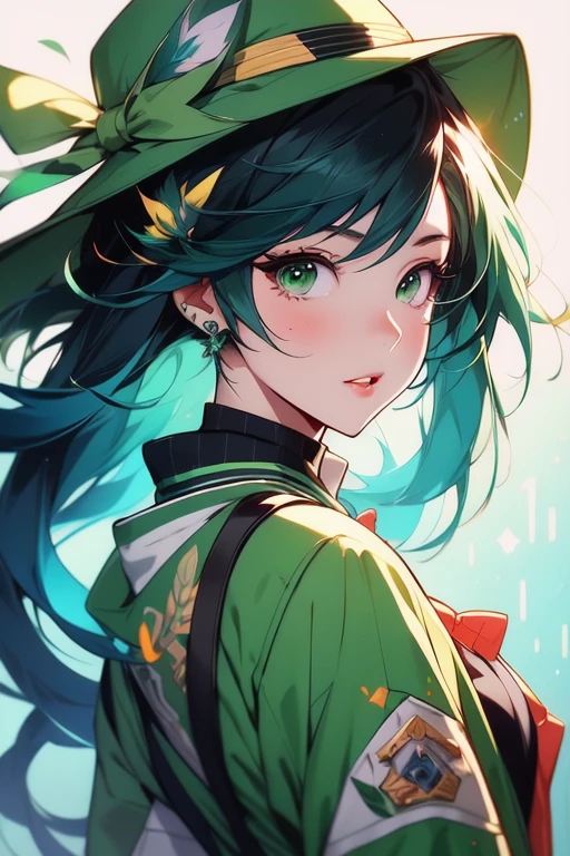 a close up of a person wearing a green jacket and a hat, rossdraws cartoon vibrant, ross tran style, :: rossdraws, urban girl fanart, lois van baarle and rossdraws, rossdraws 2. 0, in style of digital illustration, rossdraws digital painting, rossdraws portrait, rossdraws 1. 0, in the style of ross tran