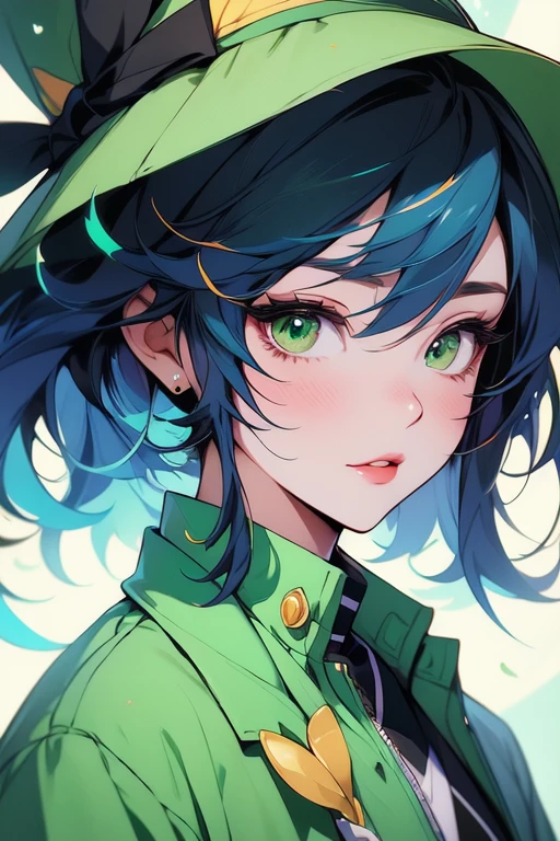 a close up of a person wearing a green jacket and a hat, rossdraws cartoon vibrant, ross tran style, :: rossdraws, urban girl fanart, lois van baarle and rossdraws, rossdraws 2. 0, in style of digital illustration, rossdraws digital painting, rossdraws portrait, rossdraws 1. 0, in the style of ross tran