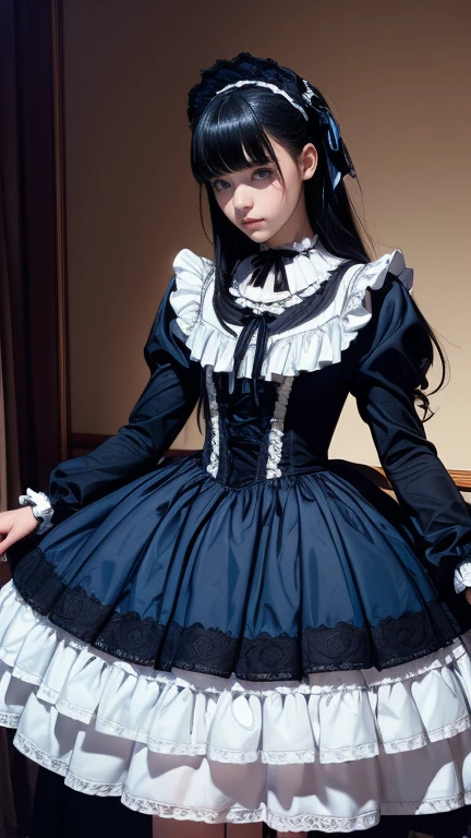 (Tabletop, highest quality:1.2), 85mm, Official Art, RAW Photos, Absurd, Black-haired, (blue eyes, ****ta Fashion, sweet ****ta, Gothic, dress:1.2), Idol&#39;s face, Upper Body, beautiful girl, Gardeniass, Copenhagen, Short sleeve, grace, Sophisticated, Gardenia, Film Grain, Sharp focus, Face Light, Dynamic Lighting, Cinema Lighting, (( blush、Embarrassed expression, avert your eyes、Looking down shyly:1.2))、(((Pull up your skirt、White panties are visible、Sujiman、slit)))、, chromatic aberration, 8k