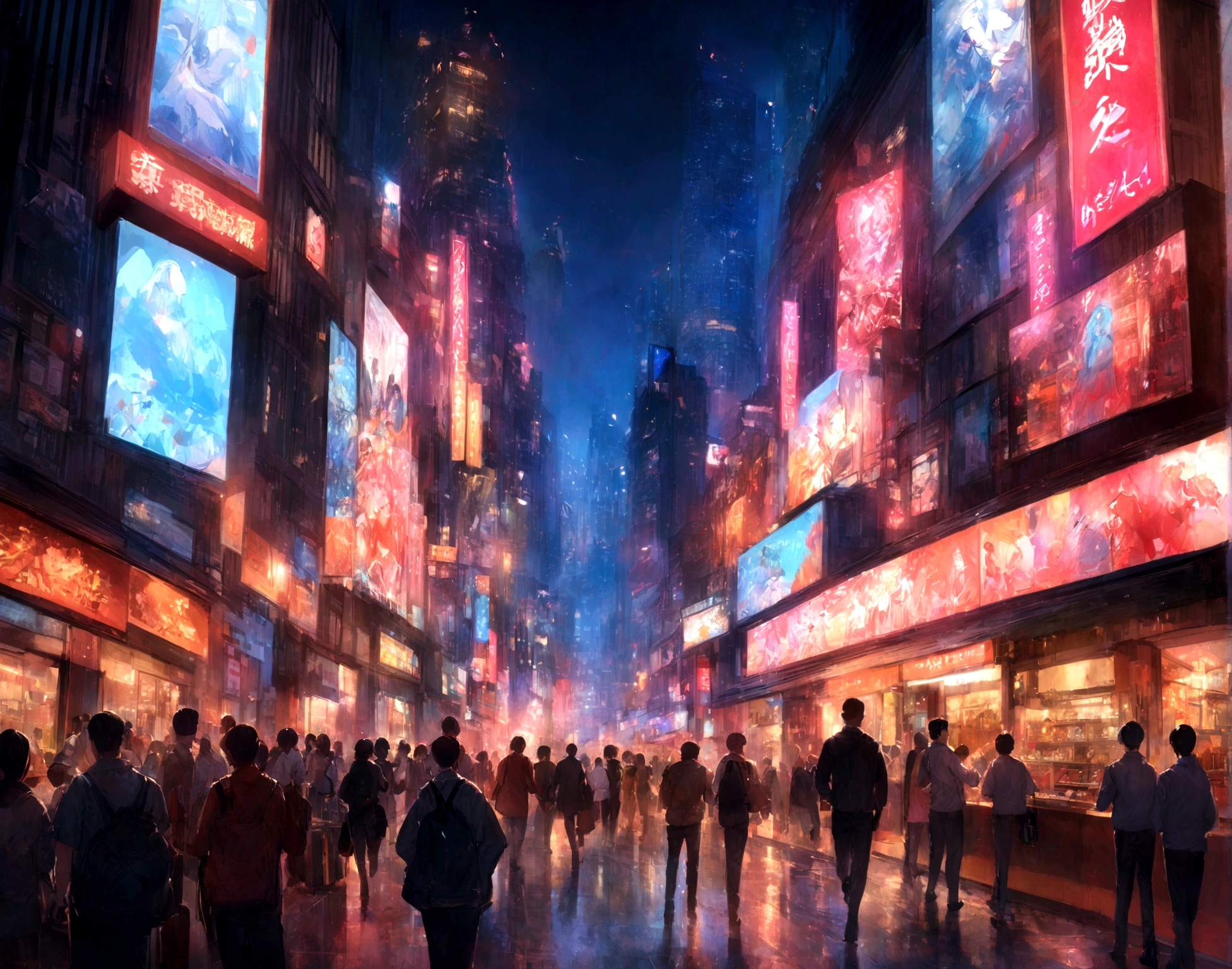 Realistic cityscape is a city landscape filled with tall skyscrapers reaching up to the sky, Bustling streets,heavy traffic, Neon lights illuminate the night sky. The sound of motor vehicles, Honk, The bustling activity creates a vibrant atmosphere in the city. People are running for their personal goals, From work to leisure, Strike a balance between productivity and entertainment. No only, But the city also has a variety of restaurants that reflect its cultural diversity., shop, and social activities. All of these elements come together,A true picture of a modern and vibrant metropolis.