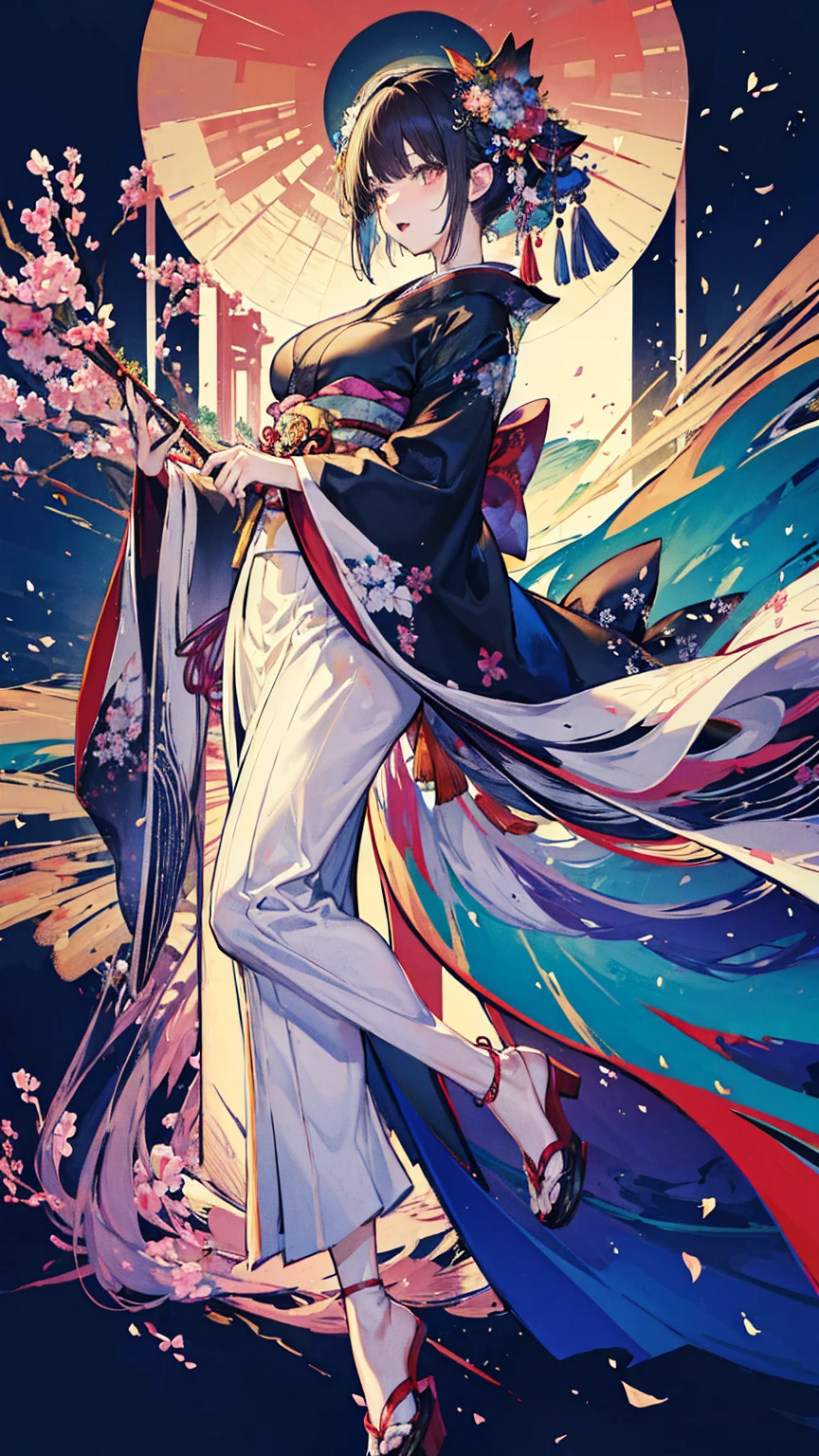 sfw,kimono、very huge tits,beautiful body,best quality,masterpiece,Ultra detailed