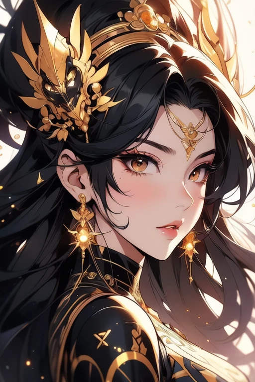 a close up of a woman with a black top and gold earrings, rossdraws | afrofuturism, :: rossdraws, rossdraws 2. 0, rossdraws cartoon vibrant, rossdraws 1. 0, rossdraws portrait, stunning art style, in the style of ross tran, loish |, jen bartel, style of charlie bowater, ross tran style