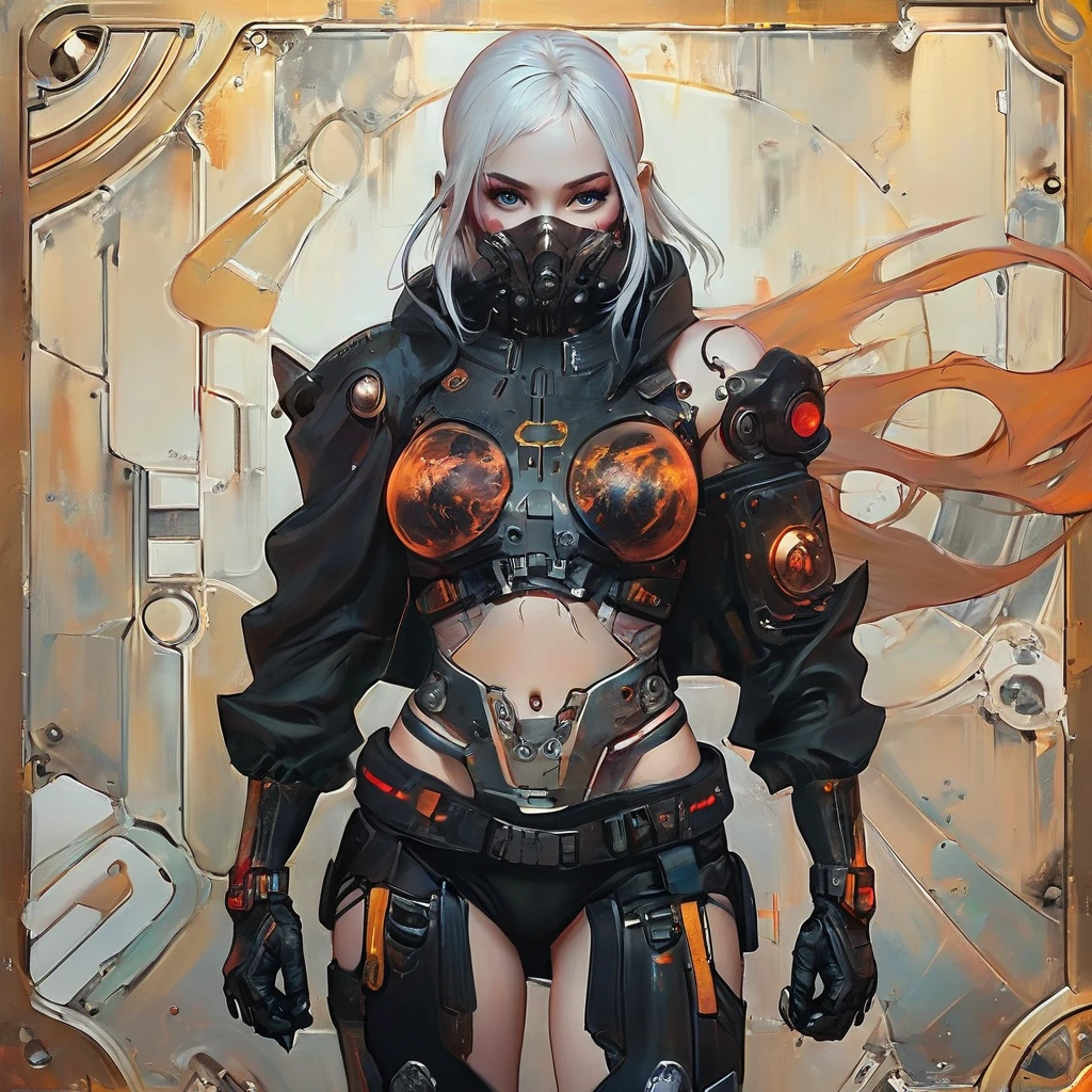 A highly detailed and realistic skull girl,( Anya. Taylor Joy) cyberpunk character, mad max furiosa, one hand robot, cyborg arm, orange hair, dramatic metal heavy rock theme, best quality, 8k, hyperrealistic, photorealistic, extreme detailed painting, studio lighting, vivid colors, dark moody atmosphere, cinematic, dramatic pose, intricate mechanical details, glowing energy effects, intense gritty textures, seamless integration of organic and inorganic elements. Wearing the used clothes of a wastelander. Background: An apocalyptic wasteland. Dusty and depressing., sexy pose, walking