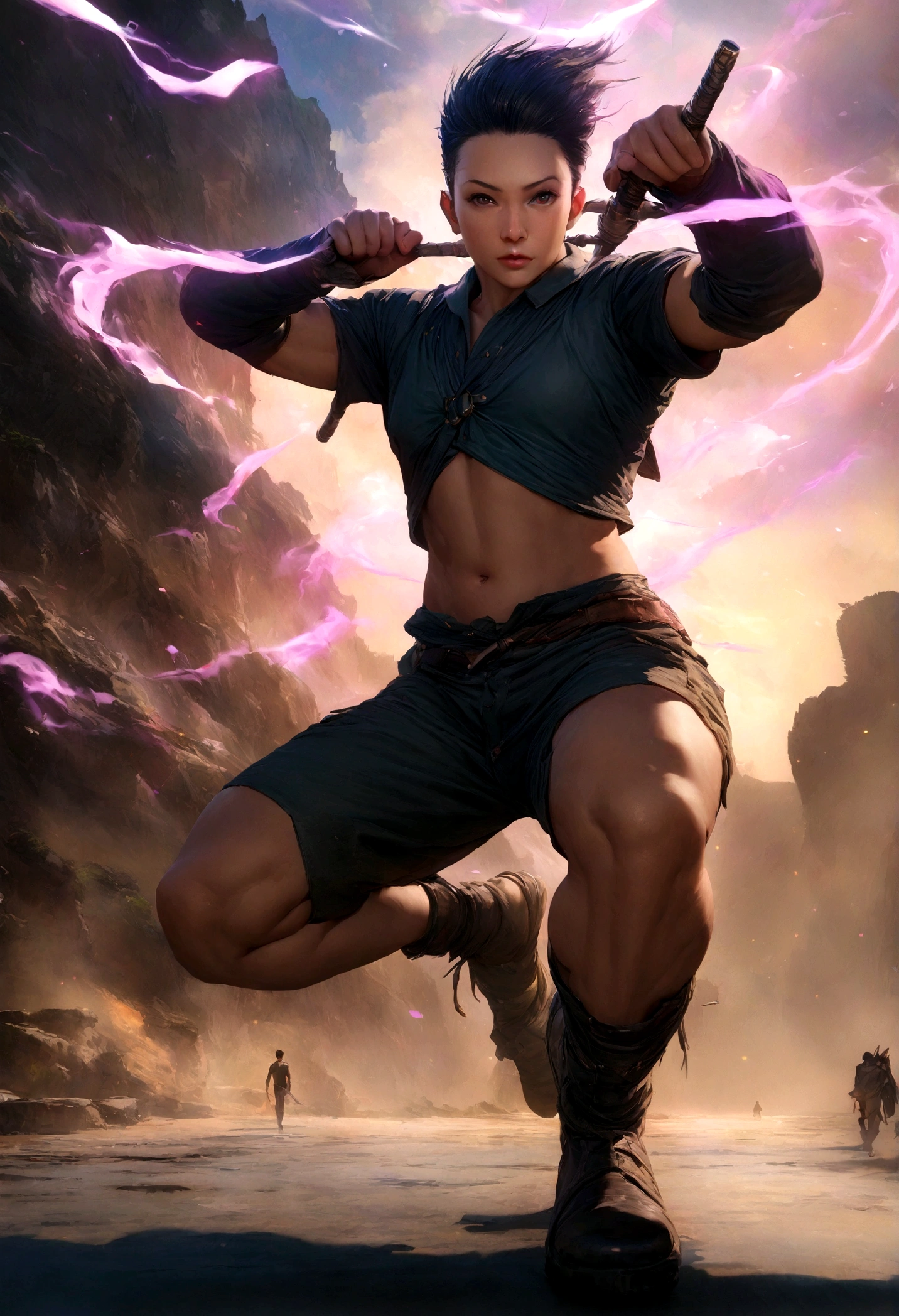 (Highest Quality, 8K, High Resolution, Masterpiece:1.2), Ultra-Detailed, Realistic, Physically-Based Rendering, HDR, Colorful Lighting, Anime HUNTER×HUNTER, Gon, Nen Training