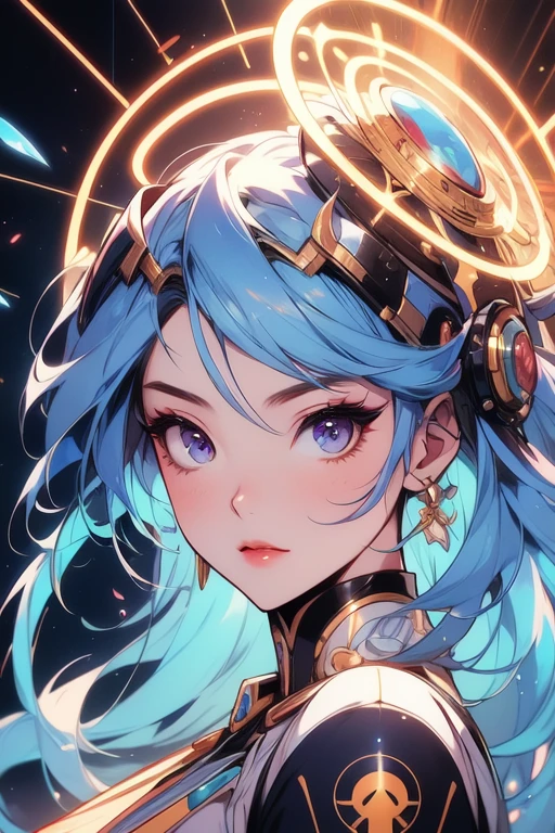 a close up of a woman with a halo on her head, rossdraws | afrofuturism, ross tran style, rossdraws 1. 0, rossdraws 2. 0, rossdraws portrait, rossdraws cartoon vibrant, in the style of ross tran, :: rossdraws, loish |, loish and wlop, by Ross Tran, rossdraws global illumination