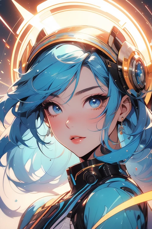 a close up of a woman with a halo on her head, rossdraws | afrofuturism, ross tran style, rossdraws 1. 0, rossdraws 2. 0, rossdraws portrait, rossdraws cartoon vibrant, in the style of ross tran, :: rossdraws, loish |, loish and wlop, by Ross Tran, rossdraws global illumination