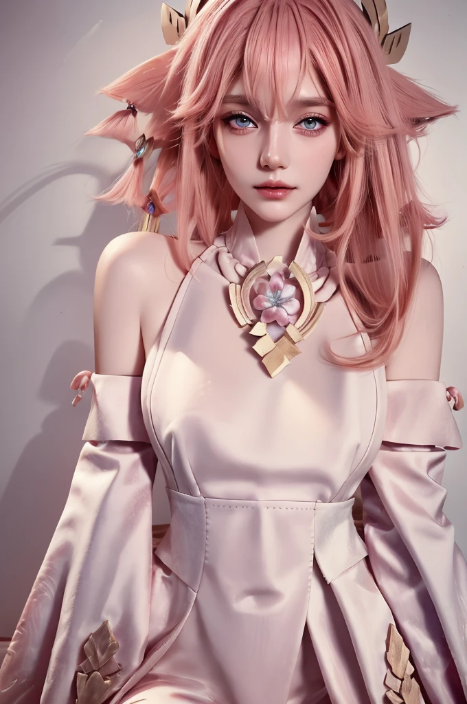 1girl, hips up, fullbody, pink hair, beautiful detailed eyes, beautiful detailed lips, extremely detailed face and eyes, long eyelashes, elegant dress, flowing hair, serene expression, detailed background, natural lighting, digital painting, highly detailed, 8k, photorealistic, masterpiece, cinematic, soft colors, warm lighting