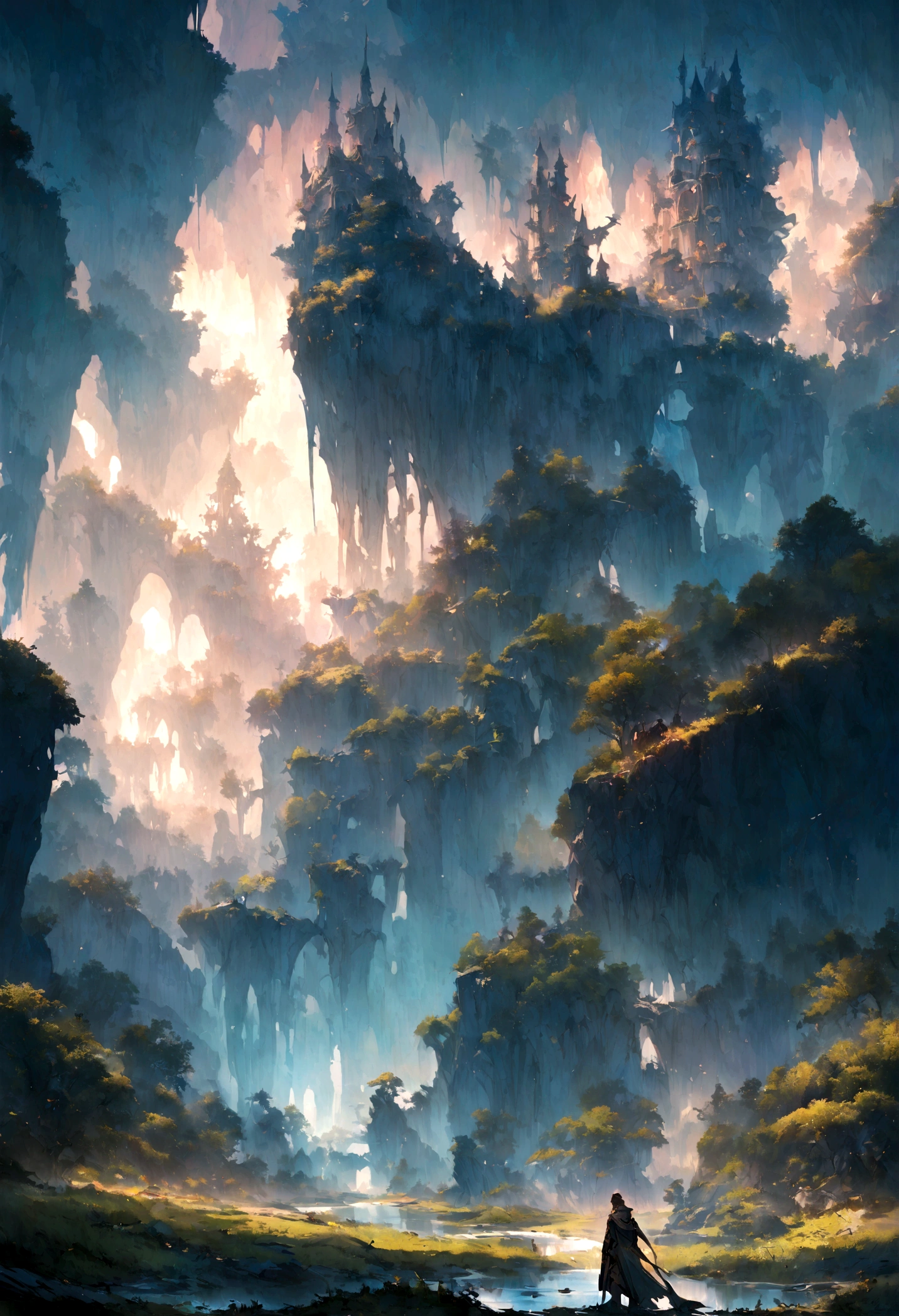 _shuimo_ Landscape Fantasy Art, masterpiece, Male focus