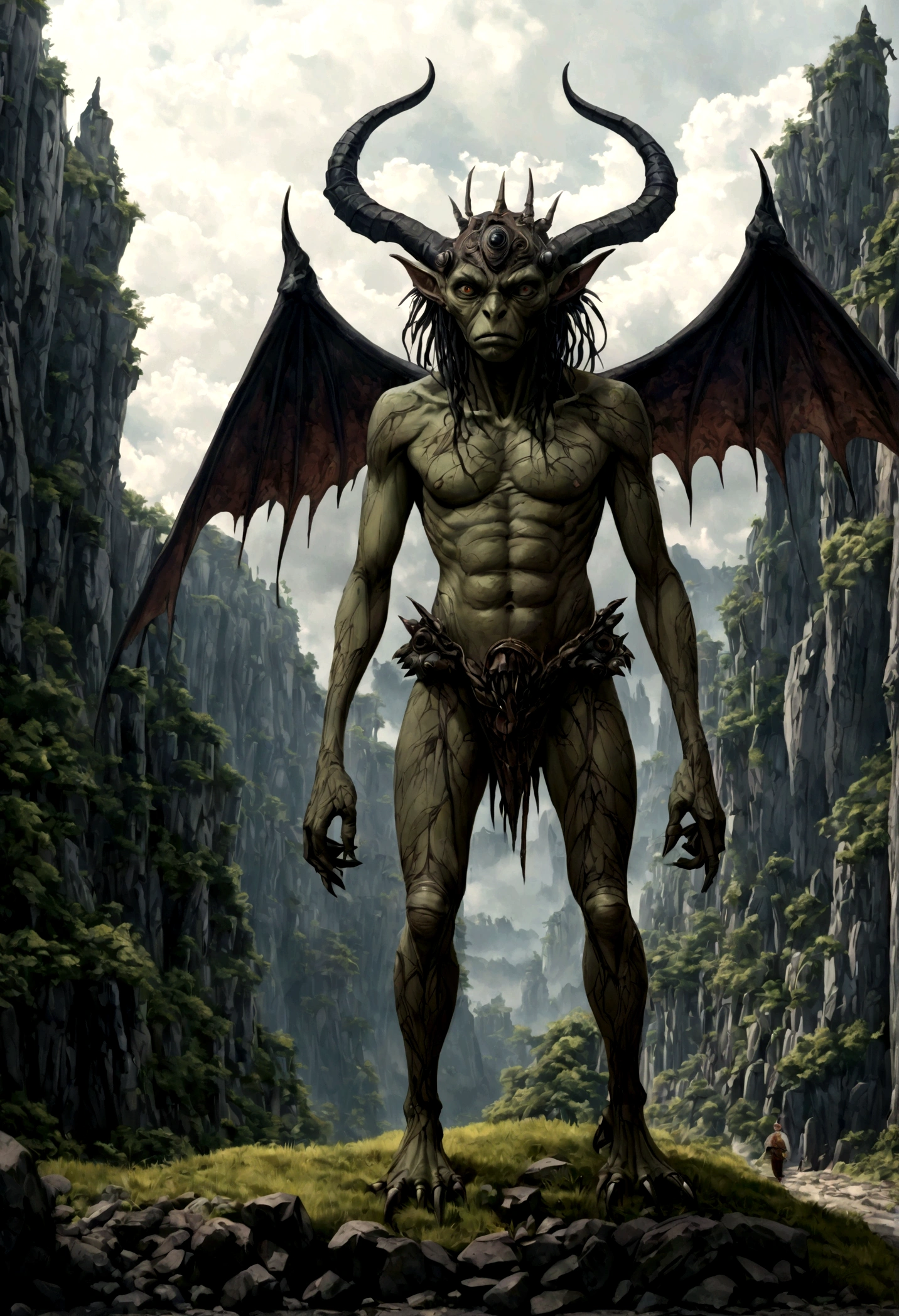 full-body-shot,kobold,natural skin textures, hyper realisitc, hyper detailed,elegant wings,wings Extremely detailed,High contrast,Realistic,Chalsedoon goblin, back view,full body length,sparas,pretty face,intricate details,realistic humid skin,extremely intricate details,anatomically correct, eyes extremely detailed, high detailed eyes,High contrast,Ultra HD,Retina,HDR,photo,photorealism,Masterpiece, natural skin textures, hyper realism,hyper detailed,High contrast,(HDR:1.4),Realism,Ultra Detailed,irina yermolova, close full body shot,16K resolution,RAW, Nikon Z9,Paul Zizka,full body length,niobium goblin,native irish,pretty face,eyebrow up,full body shot,ominous landscape,niobium gray atmosphere,by art Simon Stalenhag,Nicola Samori,(((Wangechi Mutu))),scary complicated village of stalkers,Stone Forest in Yunnan Province of Italia