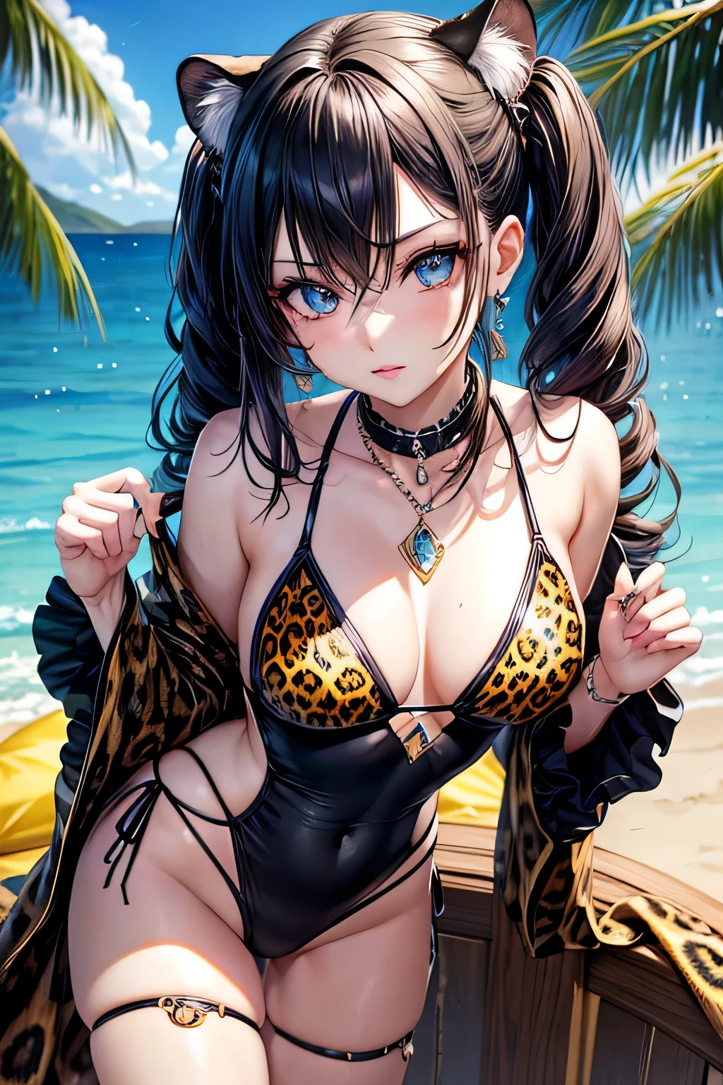 Visual Kei,Swimwear,Beautiful Eyes,Jewelry Eye,beautiful girl,Sexy Beautiful Eyes,Woman leopard pose