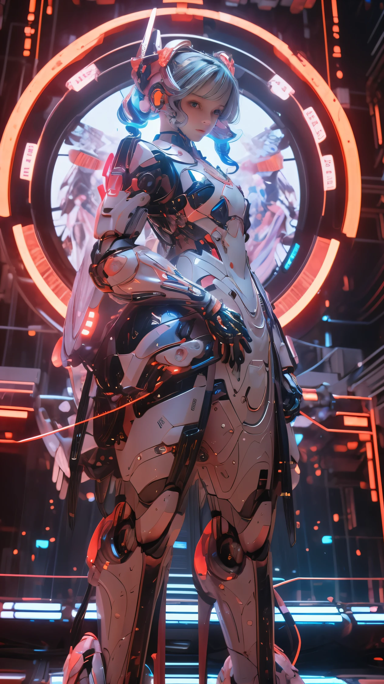 tmasterpiece, high high quality, A high resolution, high textured, 8K, HighDynamicRange,Mechanical style,white theme,(1 cyborg ta,anatomy correct,full bodyesbian,standing on your feet,Front view,Woman in futuristic outfit, Beautiful and complex robot character design, Beautiful and charming cyborg LoliWhite biomechanical parts,Chromium biomechanical parts, Beautiful cyborg Lolita,S delicate female robot, Intricate robots, Neo-futurism with high detail , Biomechanics and complexes, Beautiful Lolita robotturistic robot angel, beautiful cyborg angel girl),Facing the audience,reasonable design,digital illustrations,complex,Uptrend,pastel colour,award winning photography,hdr,blooms,color difference,Reality,The is very detailed,complex,high detal,dramatics,Midjourney Art