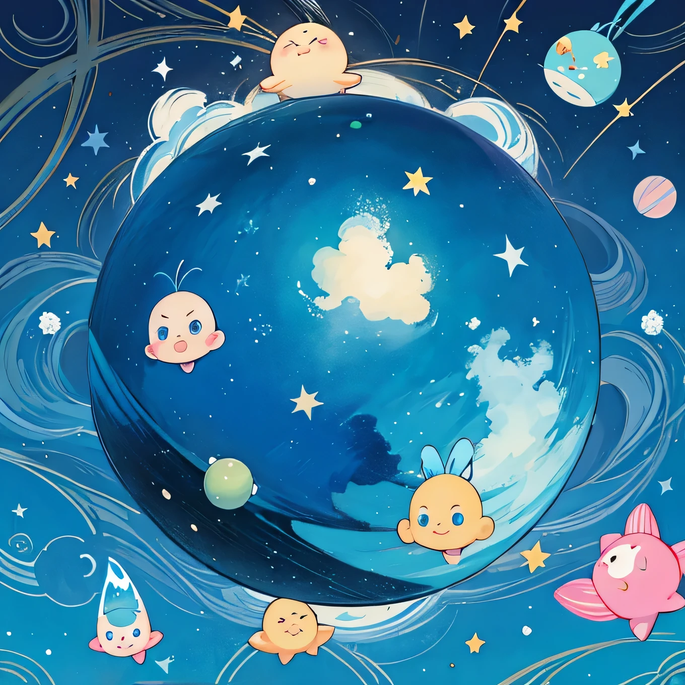Fujio Akatsuka style, Kawaii Design, The most beautiful girl of all time、Little, beauttiful stars、House of the Universe