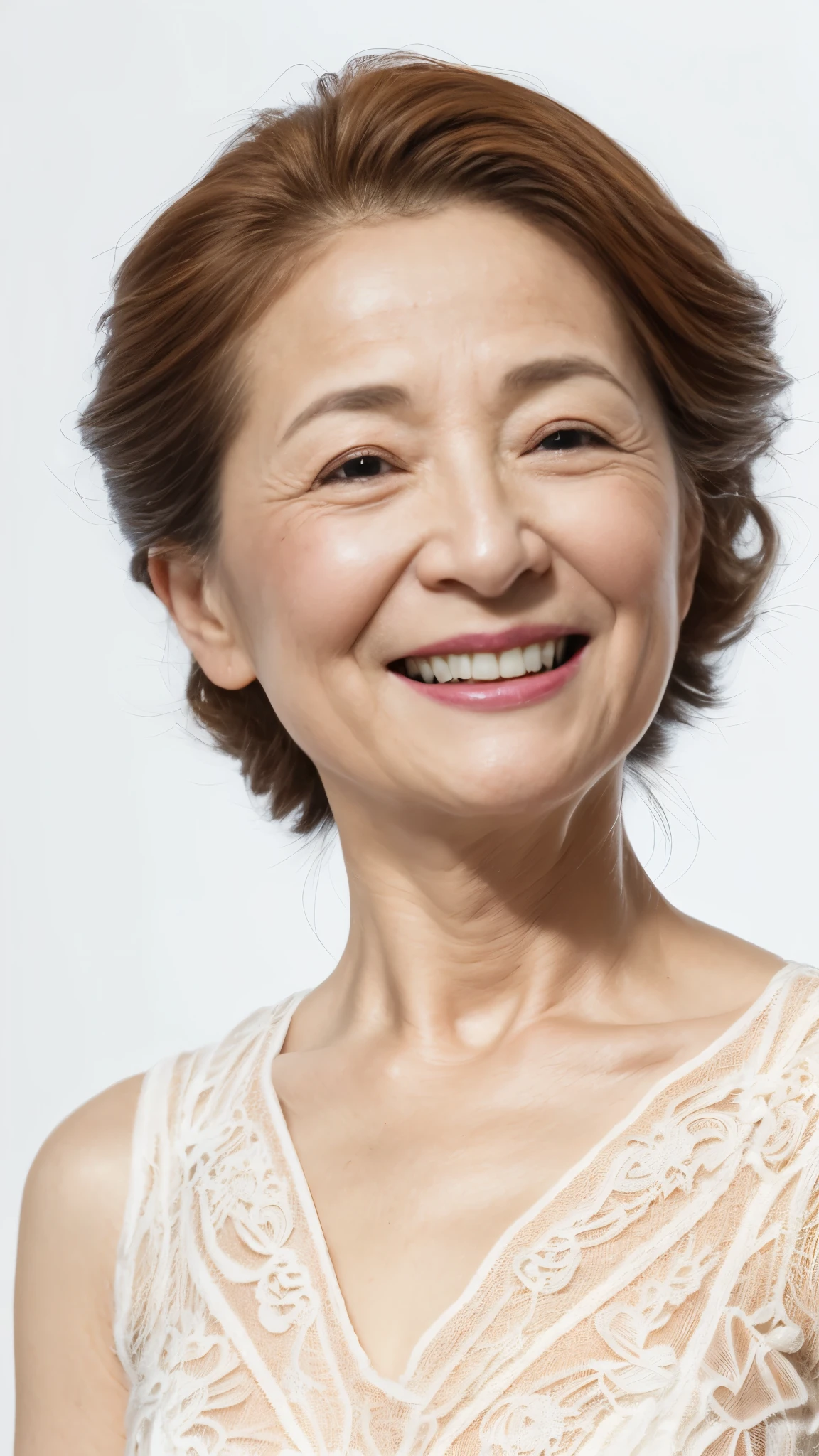 ((Face close-up)), Late Elderly, Aged face, Perfect composition, ((Fractal Art)), (((masterpiece))), 8k, Clear images, (((alone))), (((Asian Beauty))), Pure white background, Natural Hair Color, Hands behind back, Refreshing early summer outfit, Alluring, ((Elderly)), Depict lips accurately,Red lips, Flashy makeup, (((alone))), (((Perfect Anatomy))), Depicting ears correctly, Pure white background, gravure, Upright posture, smile, ((Beautiful mature woman)), highest quality, Very detailed, Realistic, Very detailed細なスキン, (Madame), (The corners of the mouth are turned up), 120 years old, Huge breasts, Mature Politician, Glamour, sexy, Pure white skin, Natural hairstyle, Comfortable clothing,
