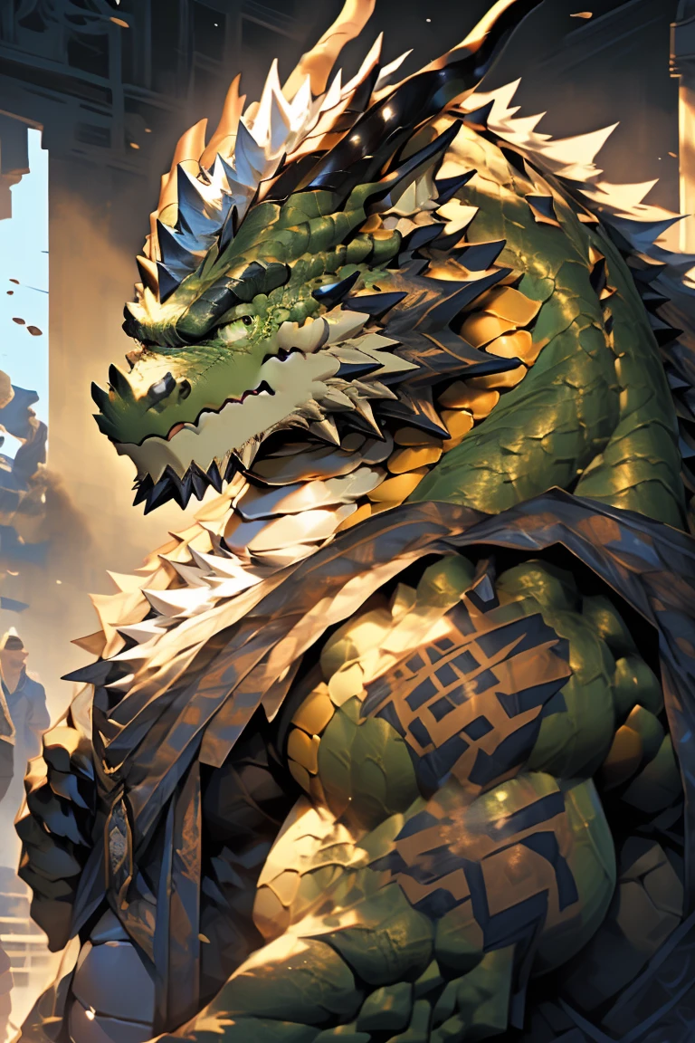 anthropology(Oriental Dragon）, Solitary,Golden Dragon, Light,Longhorn，Golden Skin，Double Horn,Eyes are clear and bright，Thin clothes, male, Tops, muscular, Bodybuilding运动员，pectoralis major，Tall and strong,muscular anthropology（Oriental Dragon）,  Everyday wear，Green Eyes, Gold Skin,Bodybuilding,muscular male, Black body, Eyes look at the audience, Empty,  Bottoms，Everyday wear,Detailed background, Realistic eyes，Reality, Realistic hands, 8k HD, Extreme details, (Dark Shadows, Wide dynamic range, HDR, Low light:1.2), author：kusunagi,From furaffinity,author：null-ghost ,author：oldshep,From furaffinity