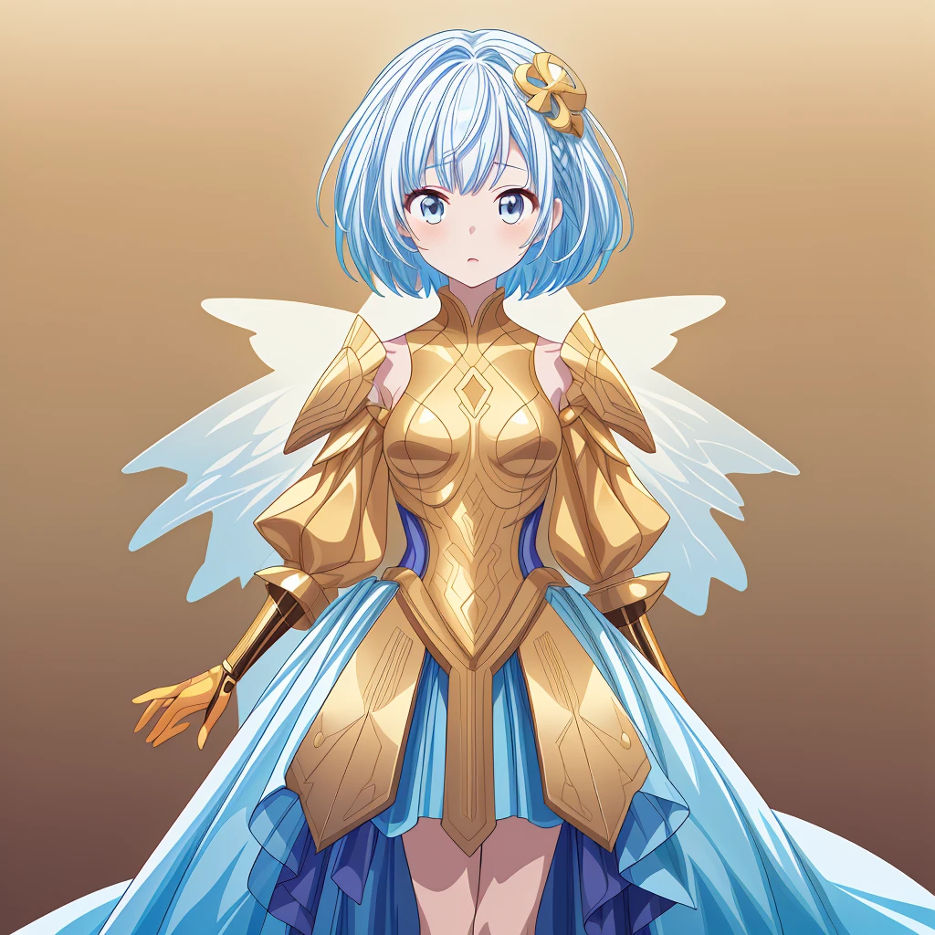 Star Fairy、vtuber-halfbody、(((highest quality、Masterpiece、The best composition、Golden Ratio、Official Art、Super detailed、Super detailedな目)))、ultra detailed, from front, headshot、 blue and white hair color、Short Hair、Standing in front of the viewer、