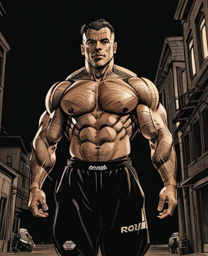 ((foto crua)), ((obra-prima)), Anthropomorphic humanoid wolf wearing (((roupas de streetwear))), caminhando furiosamente entre as pessoas, detalhe intrincado, intricate Greebles pieces, city behind, corpo musculoso, (((large muscles))), muscular arms, (small head), Ogro monstruoso, Titan soft lighting, Hiper realista, soft-lighting, Ambiente sinistro