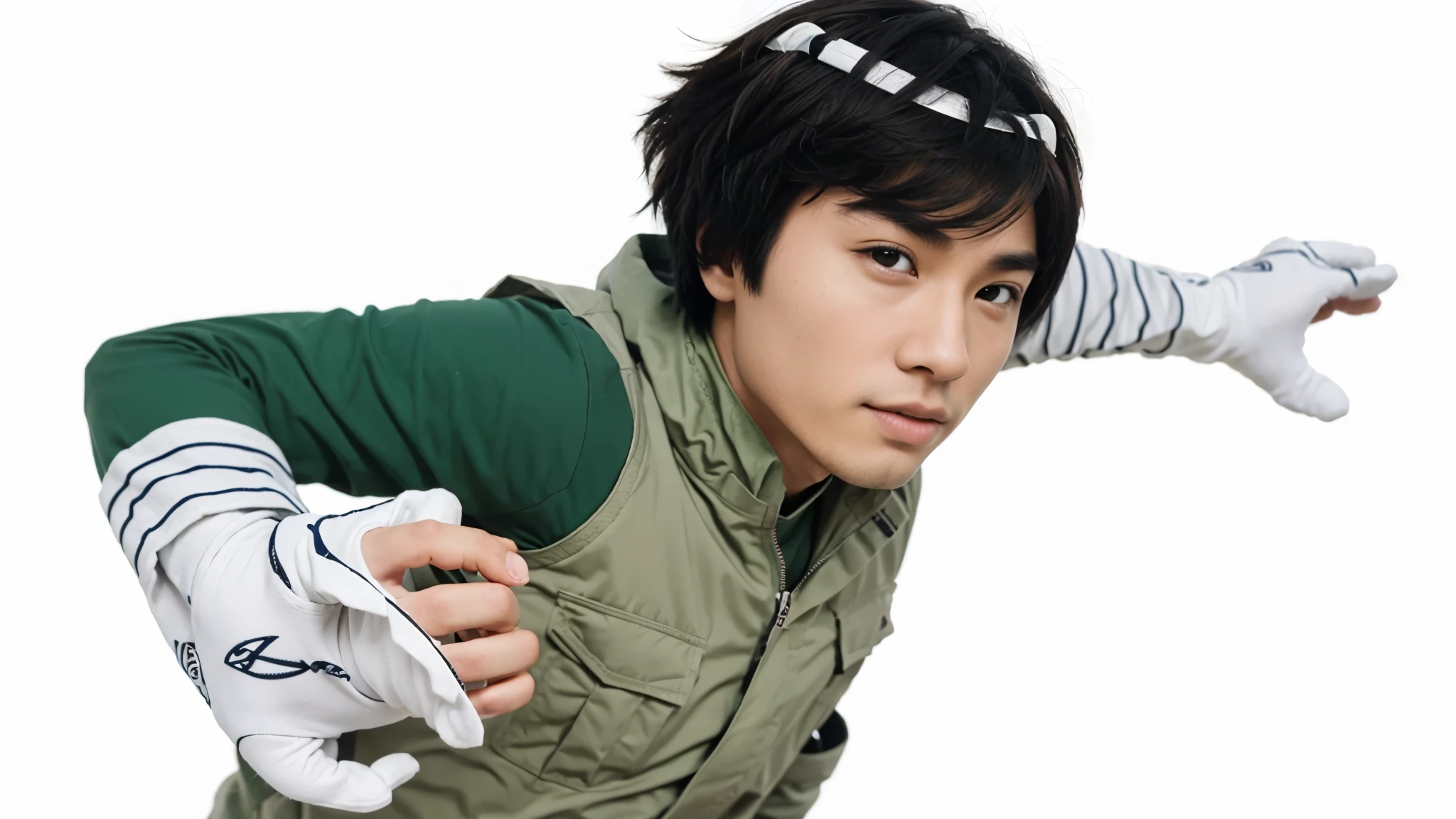 Justin Chon as Rock Lee, very handsome, realistic, 18 years old,