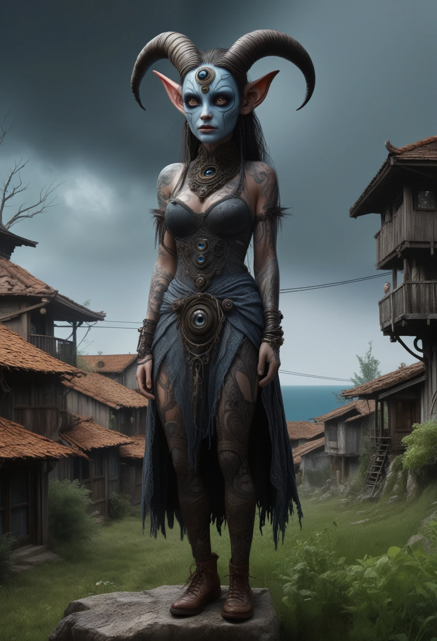 full-body-shot , who can't fly,Cinematic, Technicolor,natural skin textures, hyper realisitc, hyper detailed,Extremely detailed,High contrast,Realistic,Chalsedoon Moana,national dress, back view,full body length,evil ghost,Krampus,pretty face,intricate details,realistic humid skin,extremely intricate details,anatomically correct, eyes extremely detailed, high detailed eyes,High contrast,Ultra HD,Retina,HDR,photo,photorealism,Masterpiece, natural skin textures, hyper realism,hyper detailed,High contrast,(HDR:1.4),Realism,Ultra Detailed,irina yermolova, close full body shot,16K resolution,RAW, Nikon Z9,Paul Zizka,full body length,niobium goblin,native irish,pretty face,eyebrow up,full body shot,ominous landscape,niobium gray atmosphere,by art Simon Stalenhag,Nicola Samori,(((Wangechi Mutu))),prime colors,urban,extremely detailed,masterpiece,intricate details,faded,eyes extremely detailed, high detailed eyes,4k resolution,islands levitating above ground, Nikon Z9,scary village,stalker,Stone Forest ,
Mestichino,Light particles,marble leather ,ink photography, wizard's skin