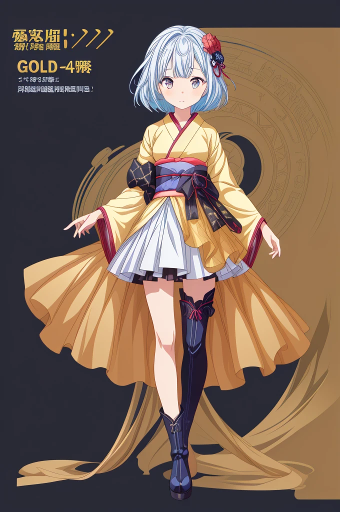 (((1girl)))、Star Fairy、vtuber-halfbody、(((highest quality、Masterpiece、The best composition、Golden Ratio、Official Art、Super detailed、Super detailedな目)))、ultra detailed, from front, headshot、 blue and white hair color、Short Hair、Standing in front of the viewer、Kimono and Gothic ta remakes of galaxy-patterned clothing、Knee-high boots、