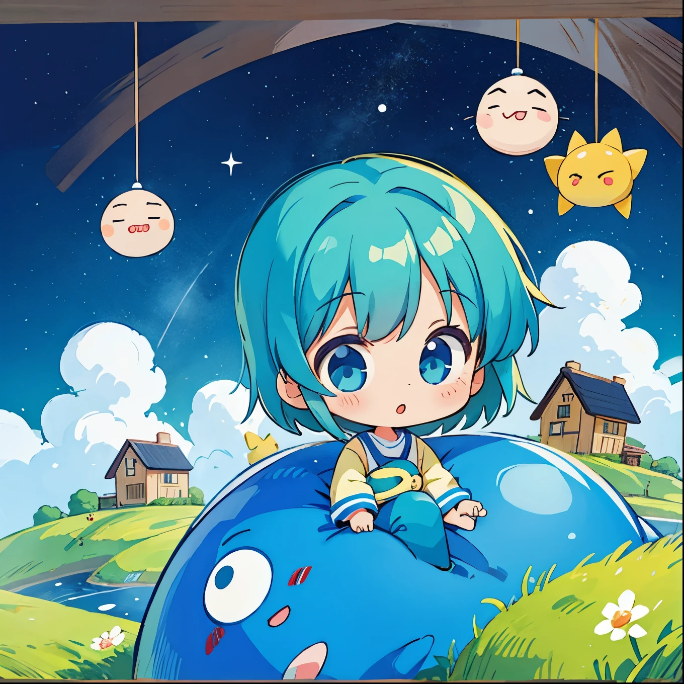 Fujio Akatsuka style, Kawaii Design, The most beautiful girl of all time, chibi、House of the Universe