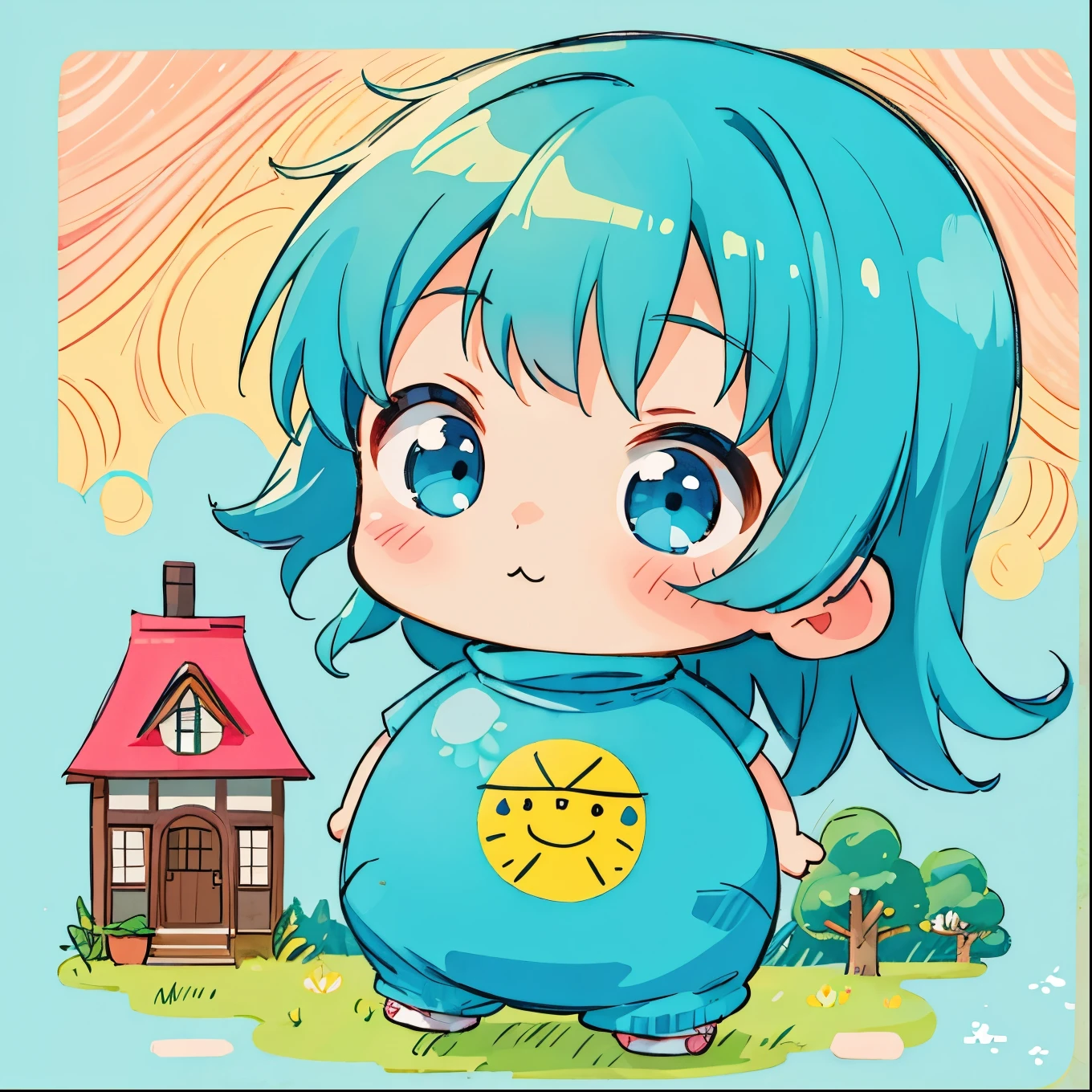 Fujio Akatsuka style, Kawaii Design, The most beautiful girl of all time, chibi、House of the Universe