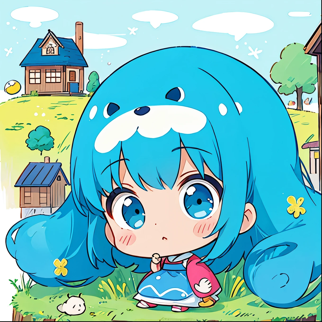 Fujio Akatsuka style, Kawaii Design, The most beautiful girl of all time, chibi、House of the Universe