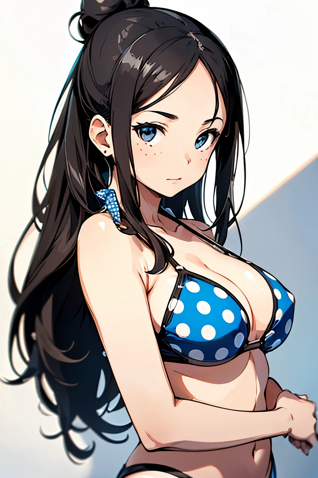 (highest quality, 8k, oil, Tabletop:1.2), Super detailed, (Realistic, Realistic:1.37), (((Bust Shot)))、(((Black Hair)))、(((White Bikini)))、(((Upper Body Shot)))、(((Polka dot bikini)))、(((２０Women of a certain age)))、(((Tiny micro bikini)))、 (((Black Hairの)))、(((Semi-long hair)))、((( White Background)))、(((Her hair is tied in a bun on the side)))、(((Big polka dot bikini)))、(((In front of a white wall)))、(((Blue polka dot bikini)))、Triangle Bikini、(((There&#39;s nothing on my head)))、(((Please smile and show your white teeth)))、(((Raise your index finger)))、(((Sexy Looks)))、Woman&#39;s face、(((Huge Breasts:1.2)))